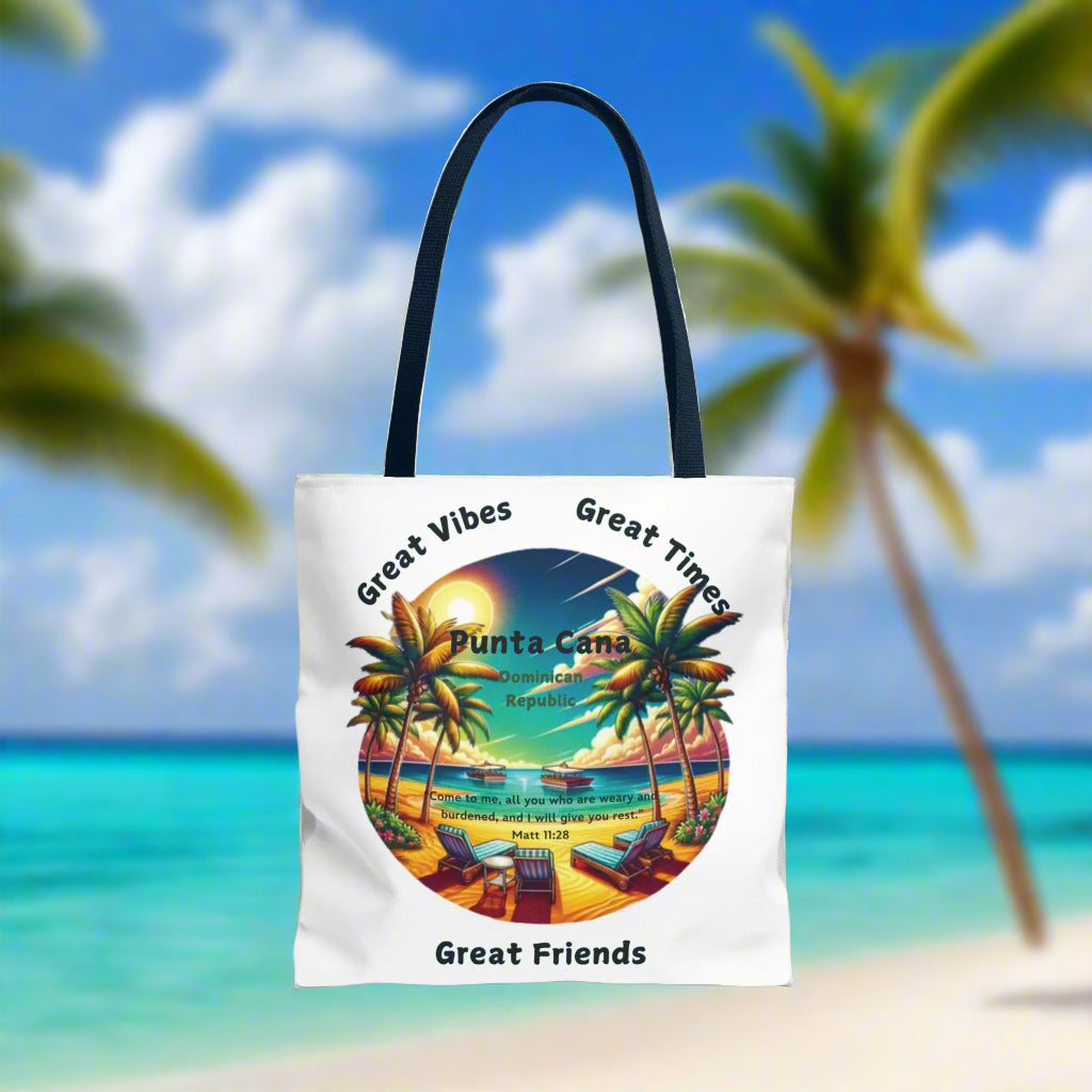 White Custom Punta Cana Tote Bag (FREE SHIPPING WITHIN THE U.S.)