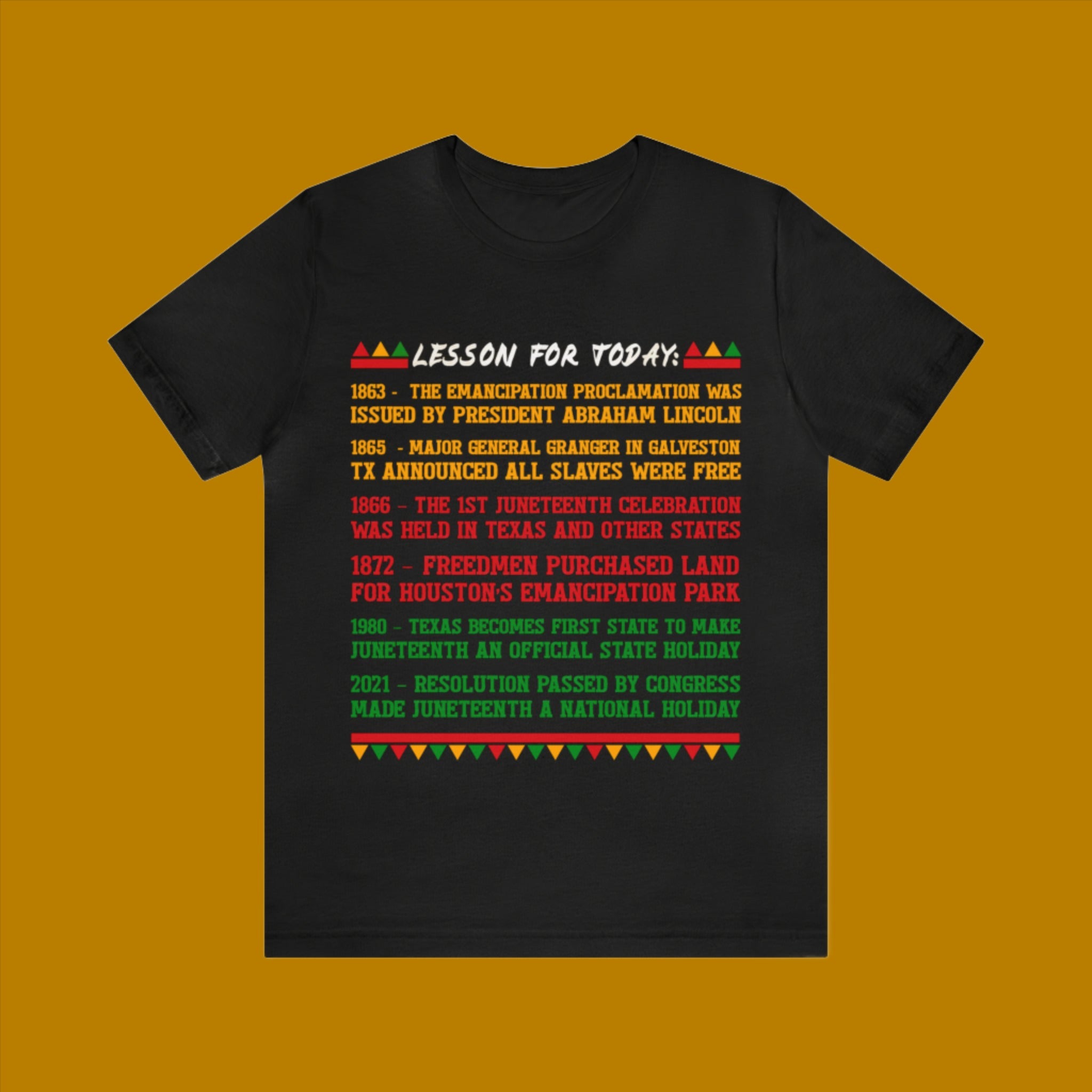 Juneteenth - Lesson For Today - Unisex Jersey Short Sleeve Tee (Printed Front)