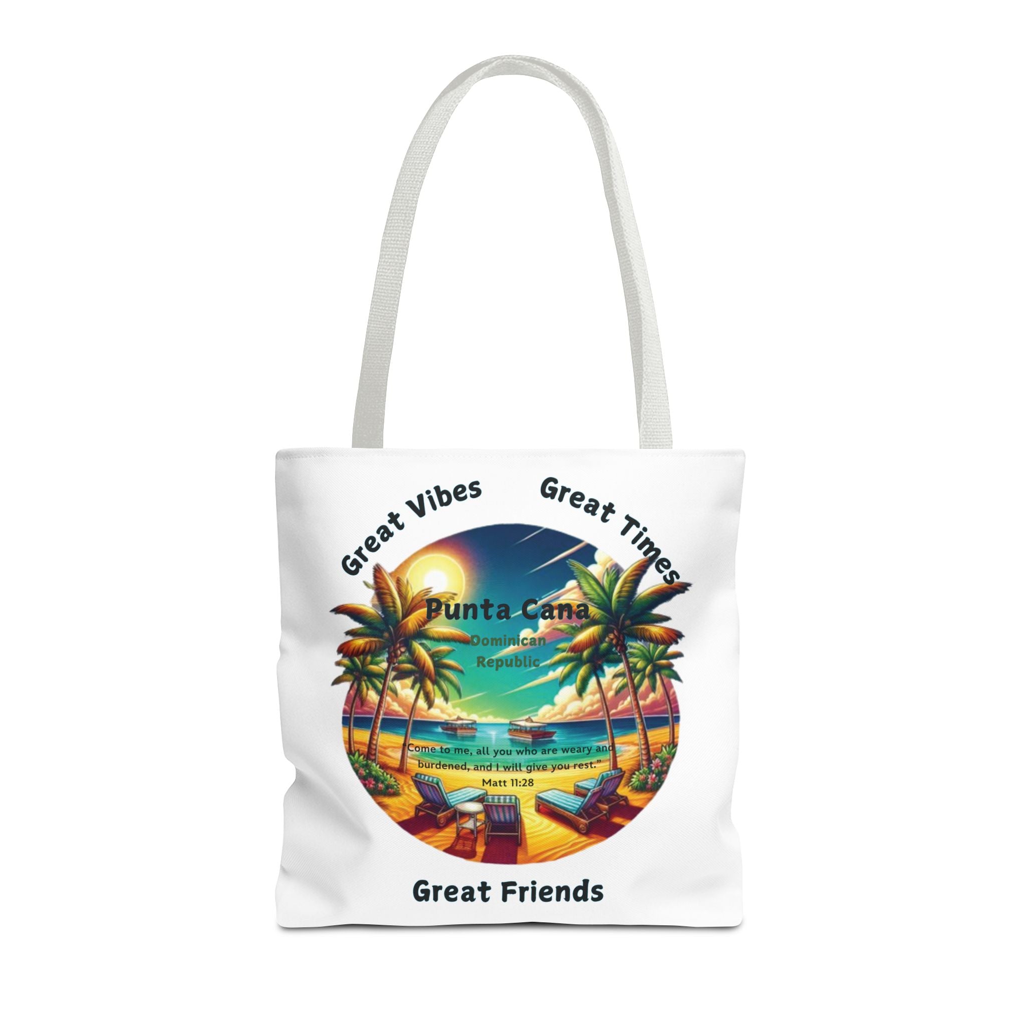 White Custom Punta Cana Tote Bag (FREE SHIPPING WITHIN THE U.S.)