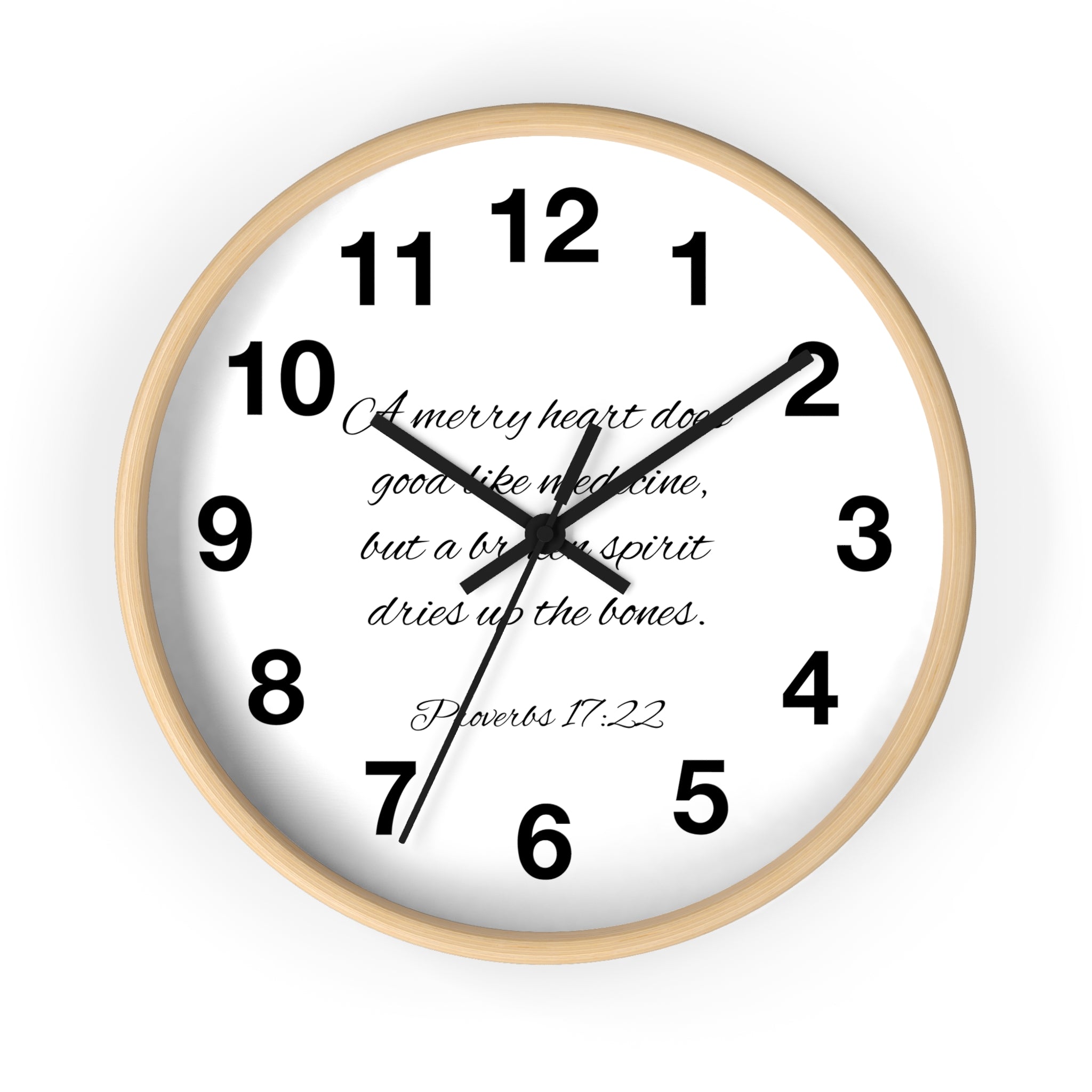 Bible Verse Wall Clock - Proverbs 17:22 (FREE SHIPPING IN THE U.S.)