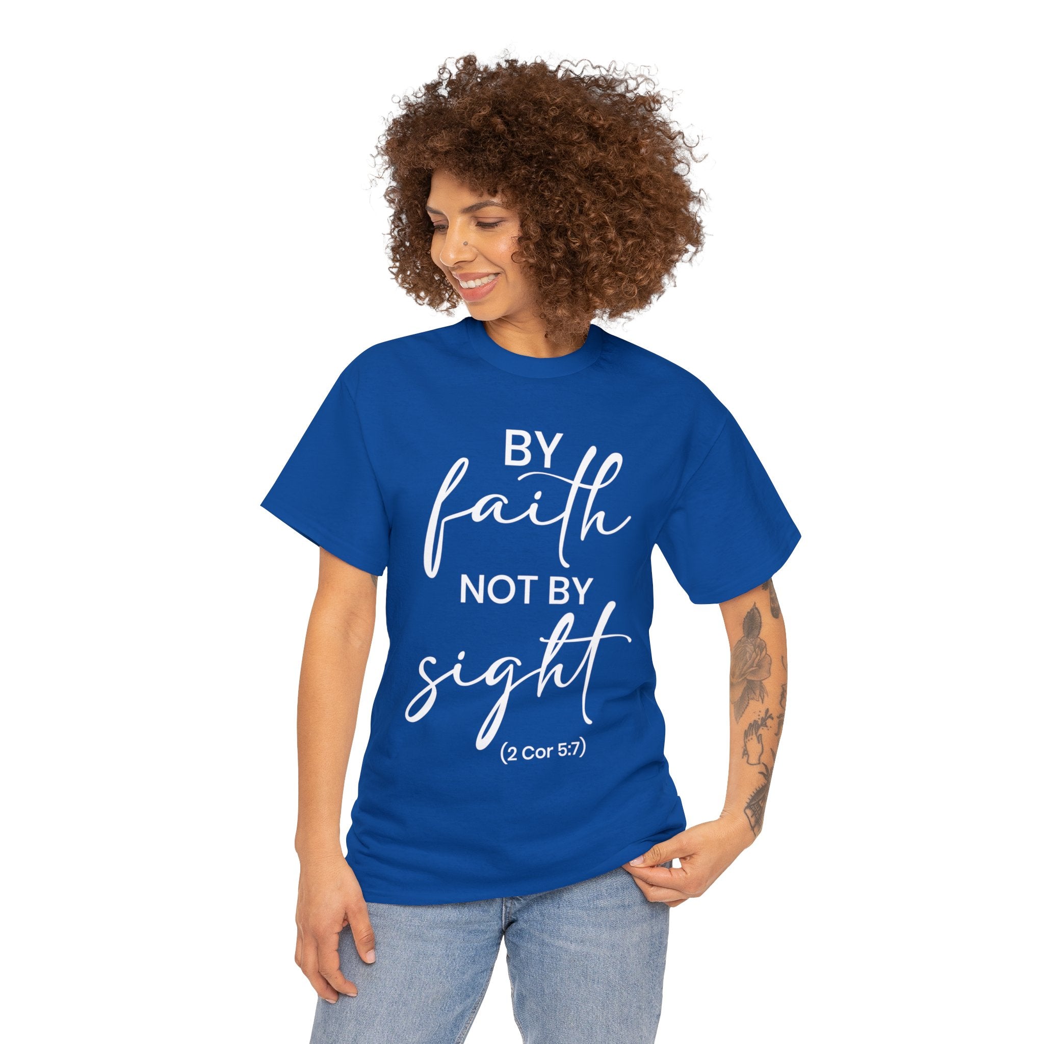 By Faith Not By Sight (Printed Front & Back) - Unisex Heavy Cotton Tee