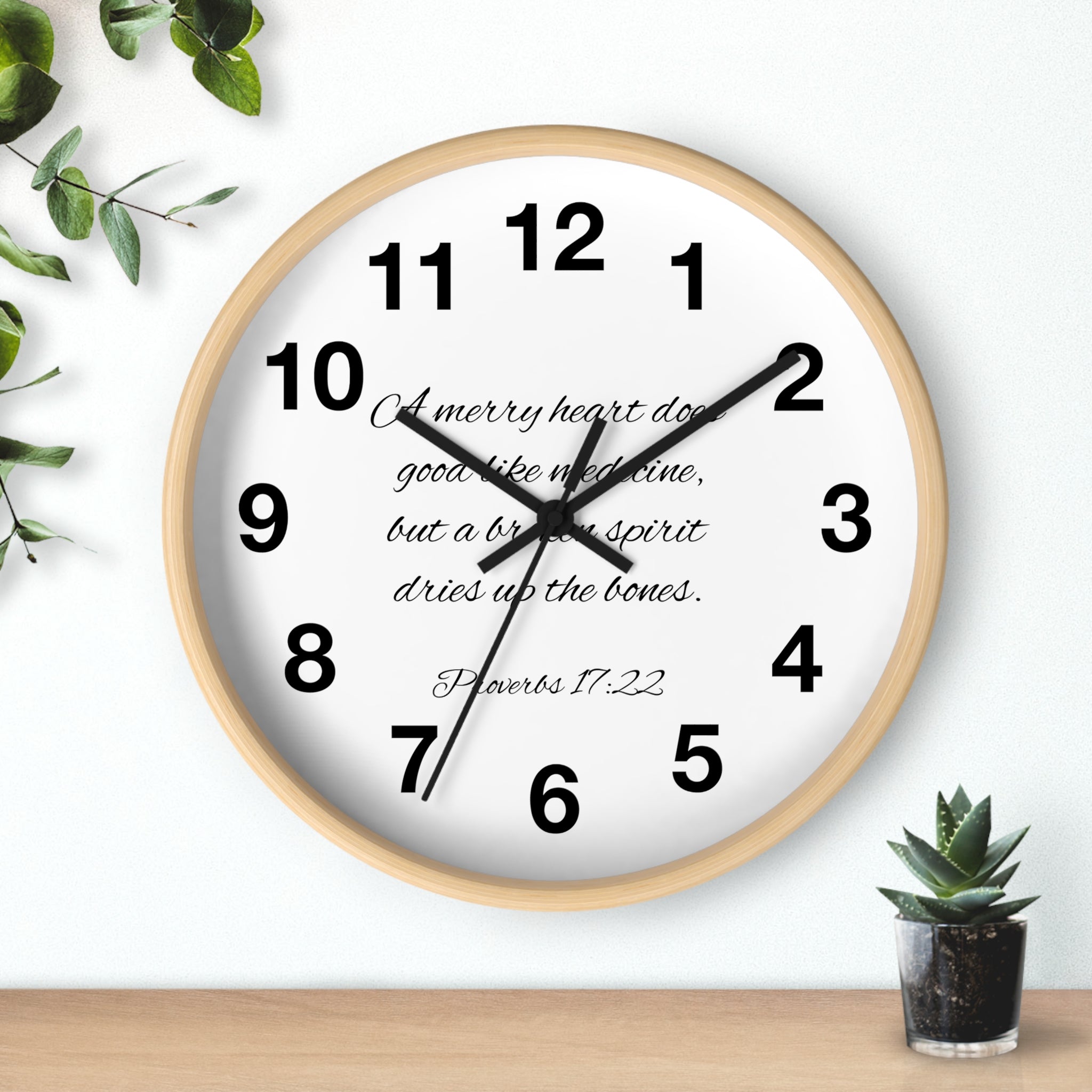 Bible Verse Wall Clock - Proverbs 17:22 (FREE SHIPPING IN THE U.S.)