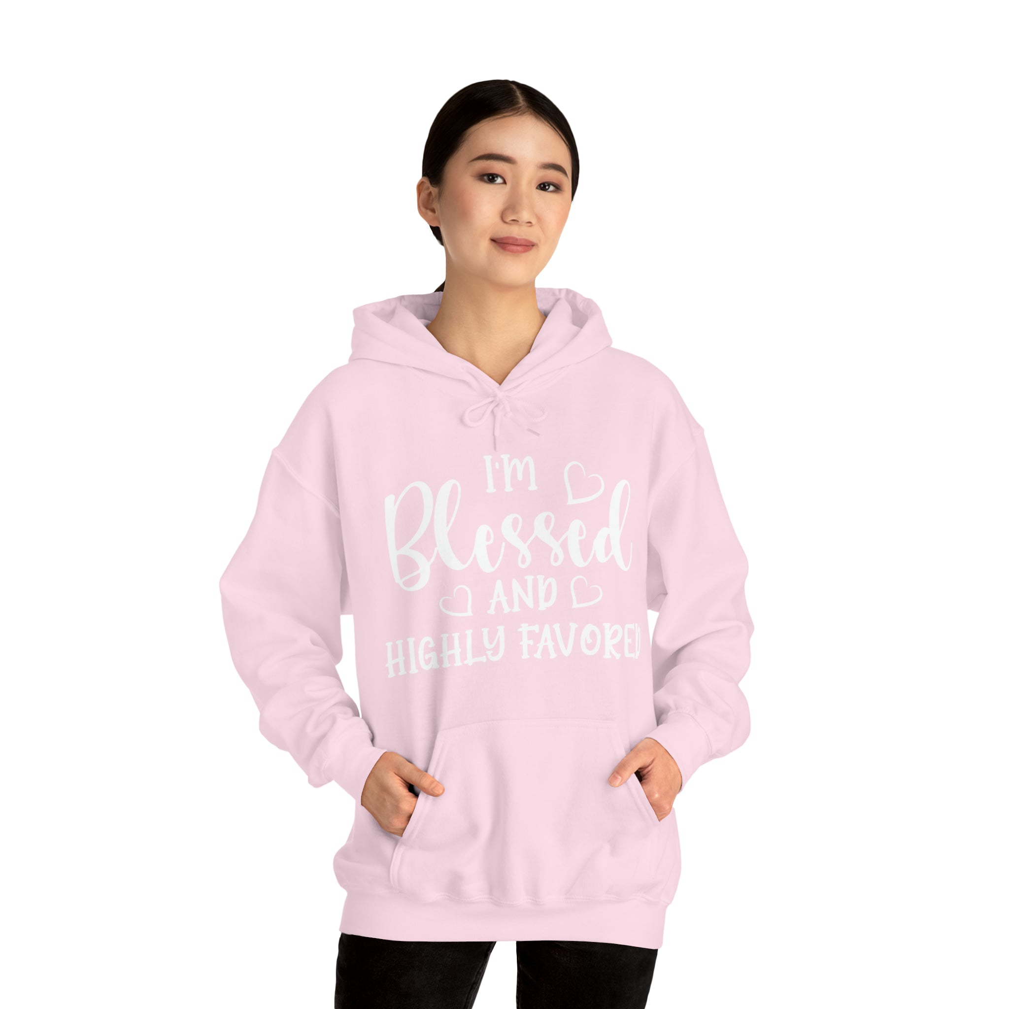 I'm Blessed And Highly Favored - Unisex Heavy Blend™ Hooded Sweatshirt (Printed Front)