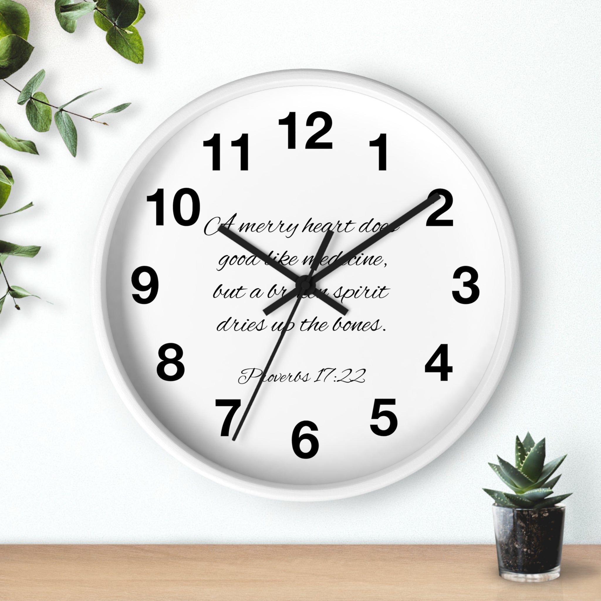 Bible Verse Wall Clock - Proverbs 17:22 (FREE SHIPPING IN THE U.S.)