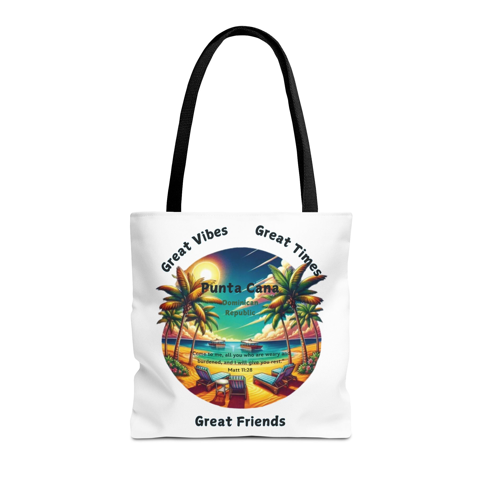 White Custom Punta Cana Tote Bag (FREE SHIPPING WITHIN THE U.S.)