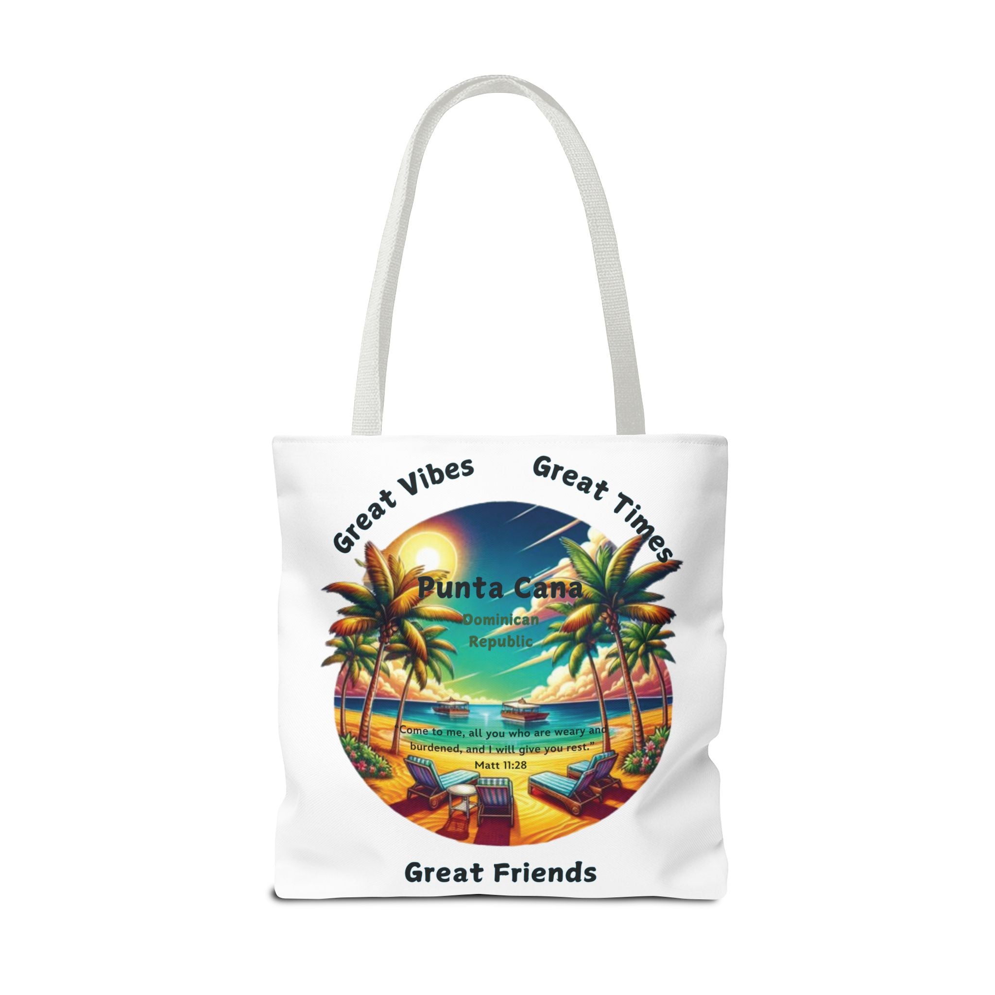 White Custom Punta Cana Tote Bag (FREE SHIPPING WITHIN THE U.S.)