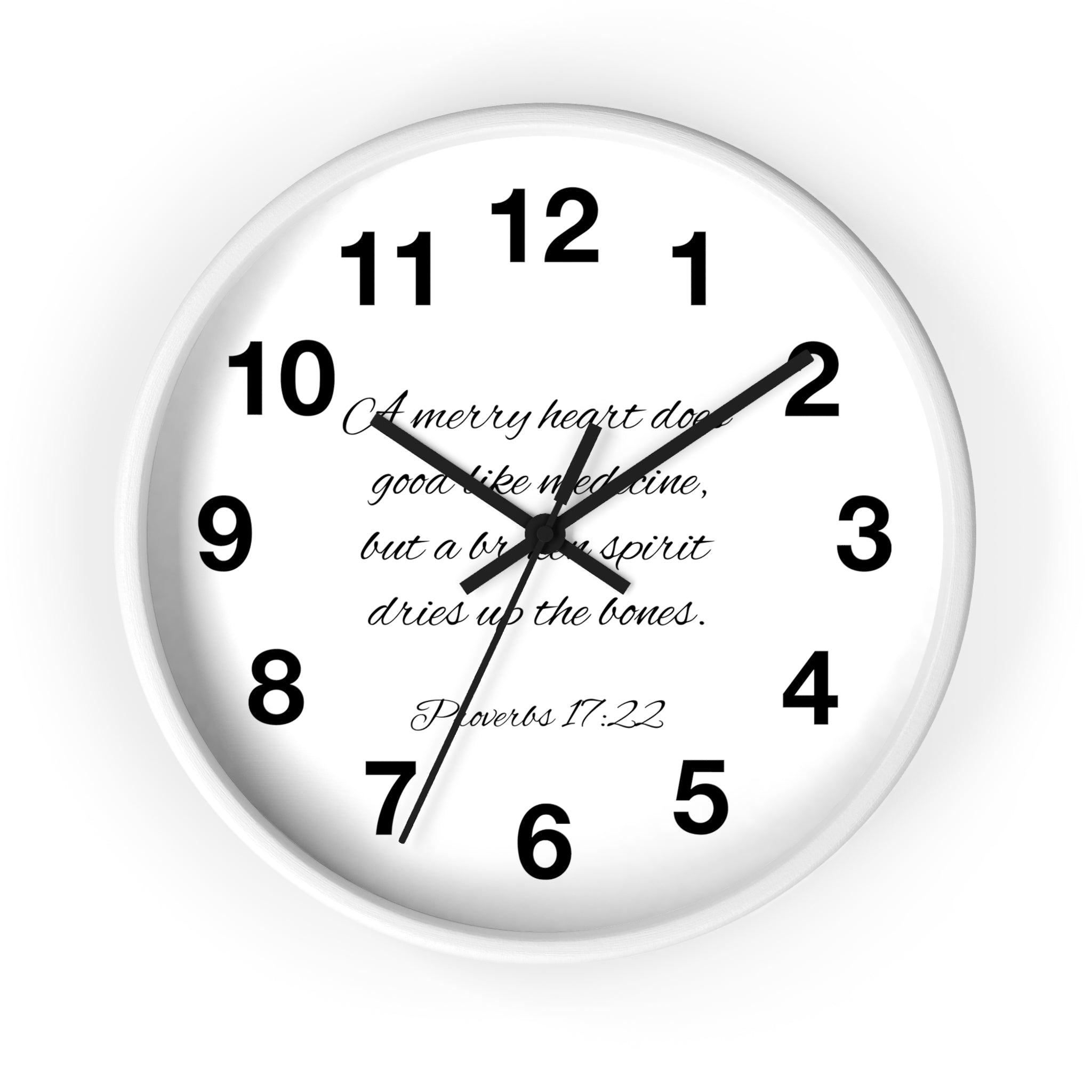 Bible Verse Wall Clock - Proverbs 17:22 (FREE SHIPPING IN THE U.S.)