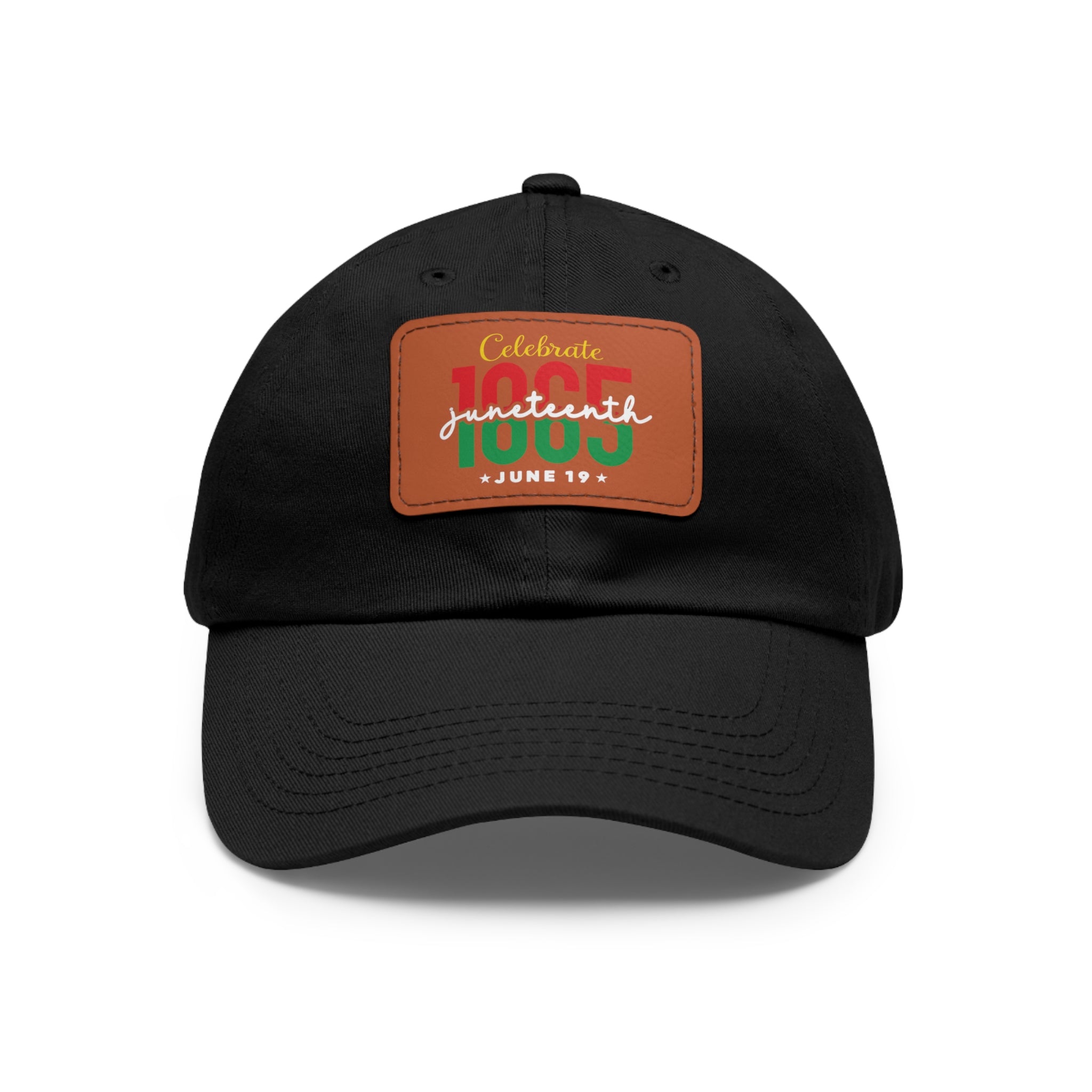 Cap with Leather Patch - (Juneteenth - Celebrate June 19, 1865), One Size (FREE shipping within the U.S.)