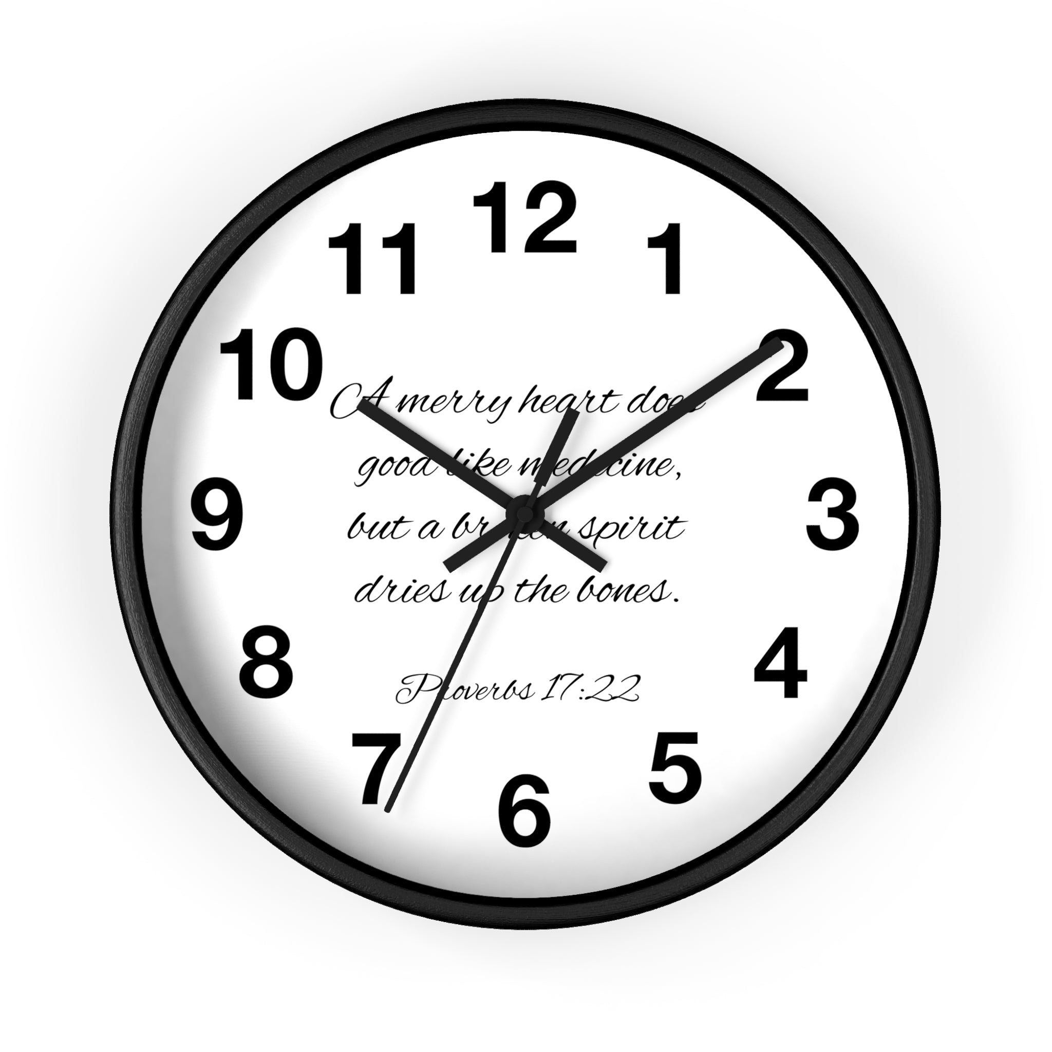 Bible Verse Wall Clock - Proverbs 17:22 (FREE SHIPPING IN THE U.S.)