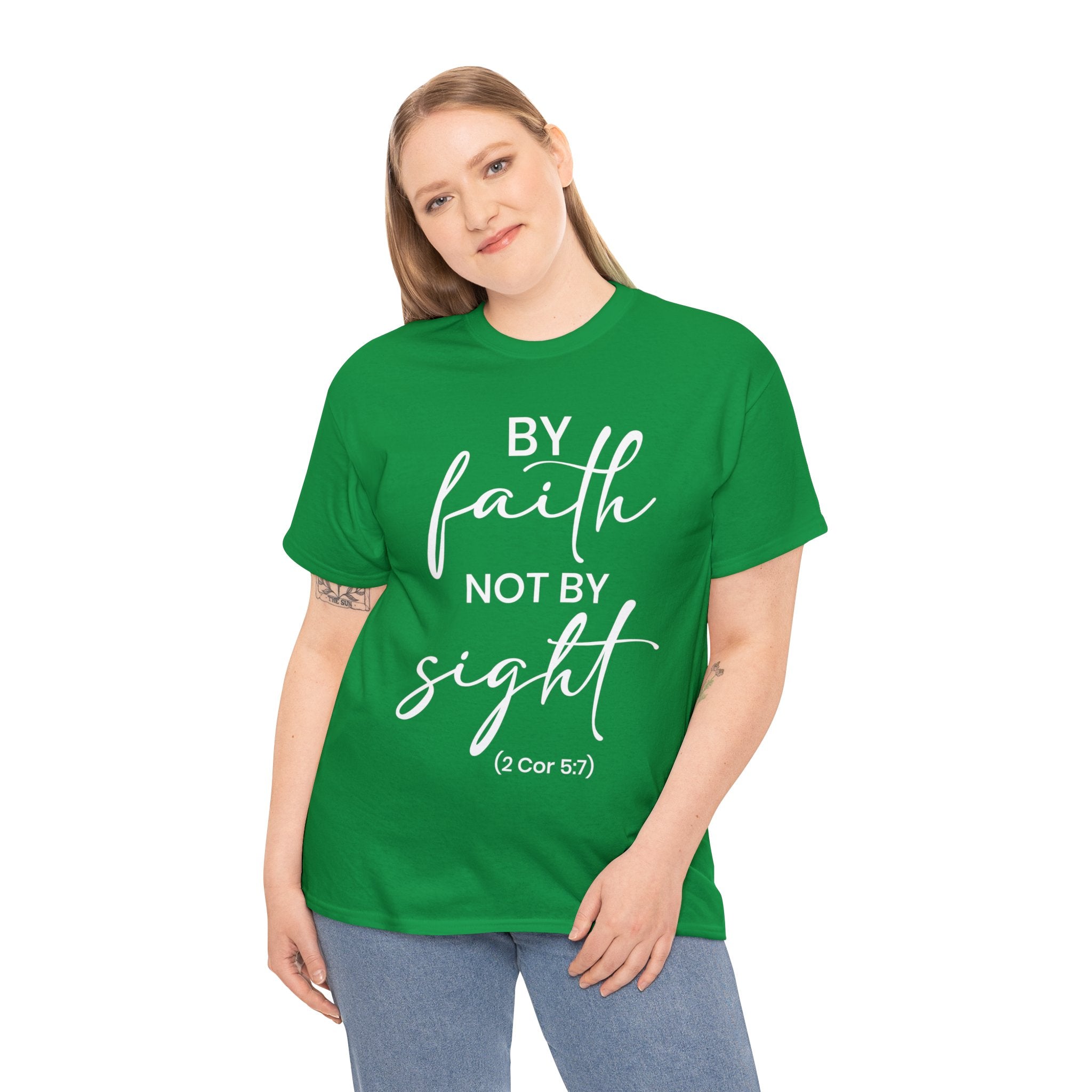 By Faith Not By Sight (Printed Front & Back) - Unisex Heavy Cotton Tee