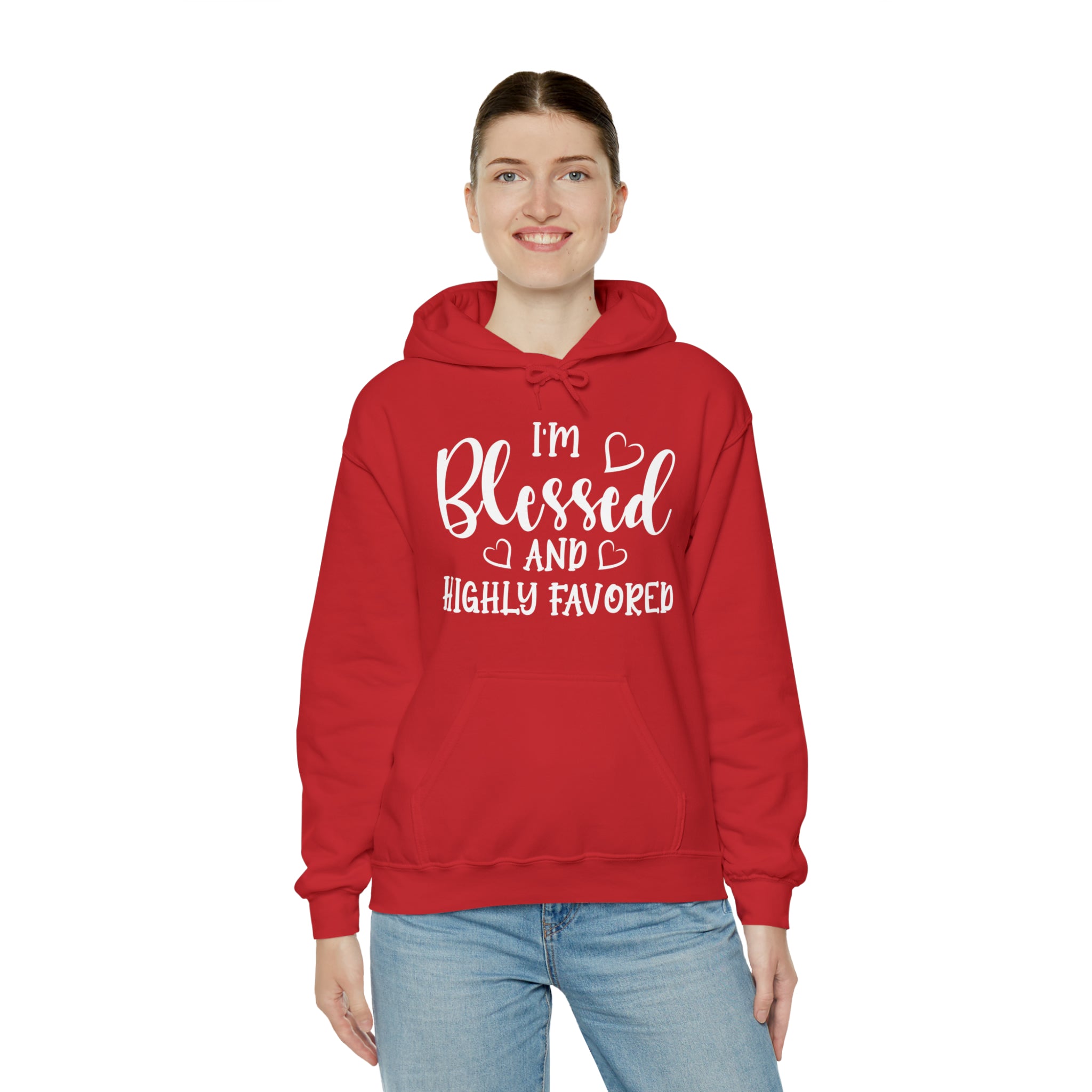 I'm Blessed And Highly Favored - Unisex Heavy Blend™ Hooded Sweatshirt (Printed Front)