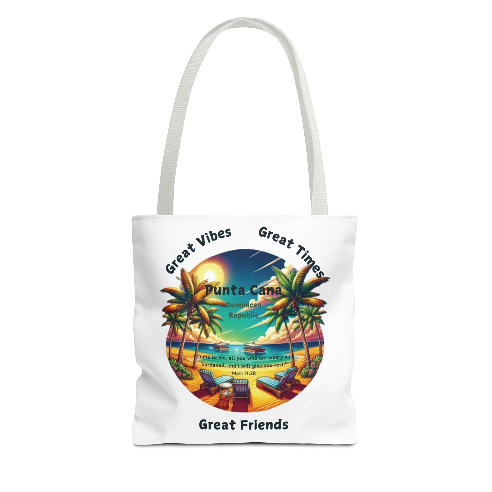 White Custom Punta Cana Tote Bag (FREE SHIPPING WITHIN THE U.S.)