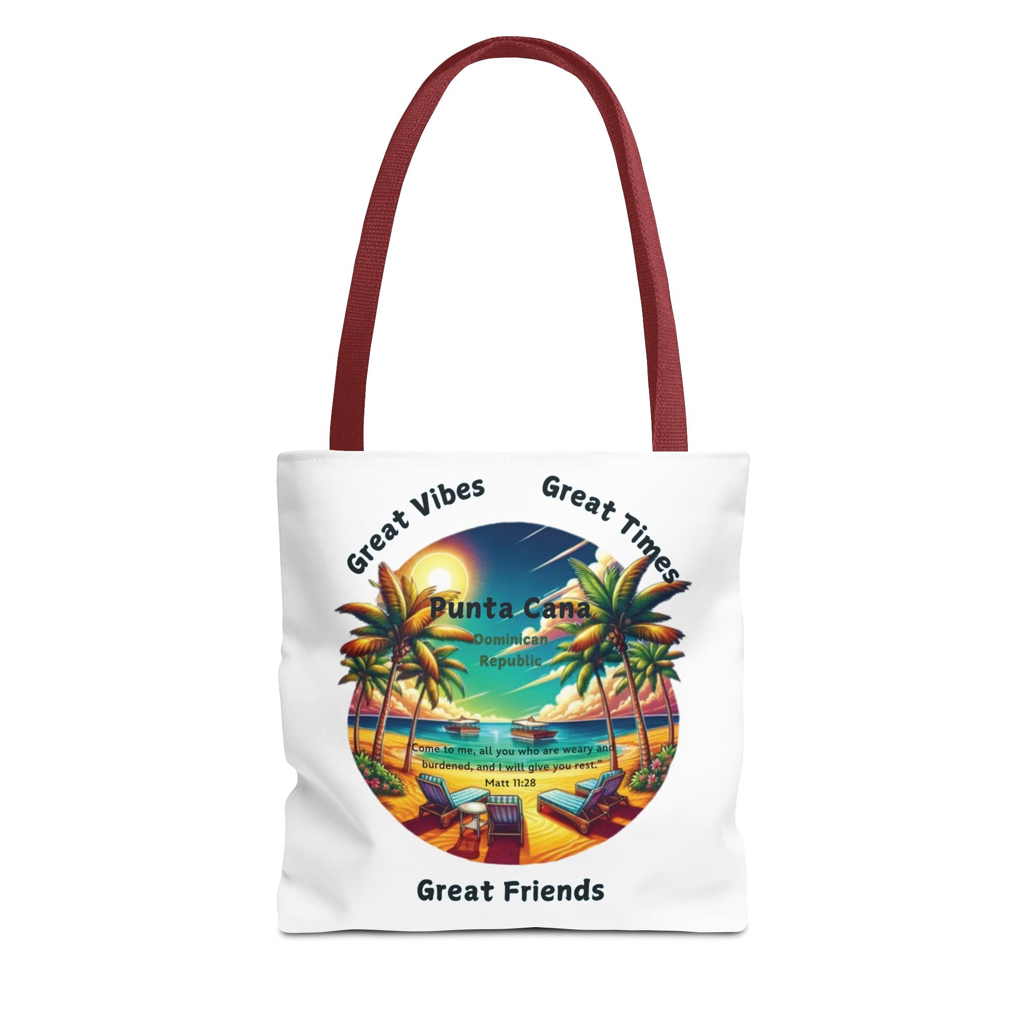 White Custom Punta Cana Tote Bag (FREE SHIPPING WITHIN THE U.S.)