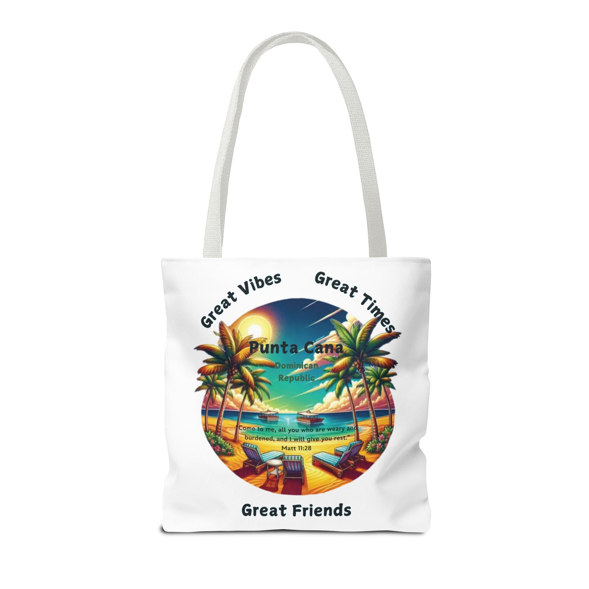 White Custom Punta Cana Tote Bag (FREE SHIPPING WITHIN THE U.S.)