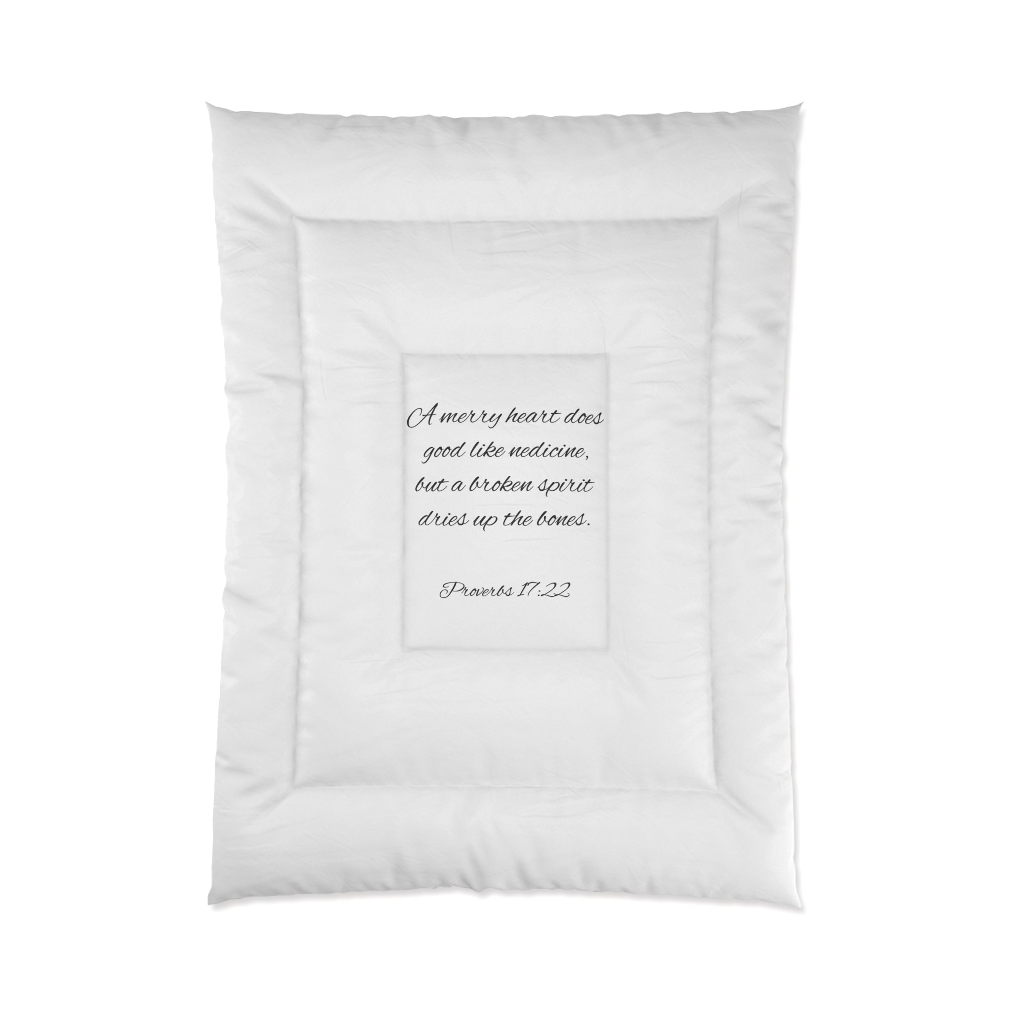 Scripture Comforter - Proverbs 17:22 - White (FREE SHIPPING WITHIN THE U.S.)