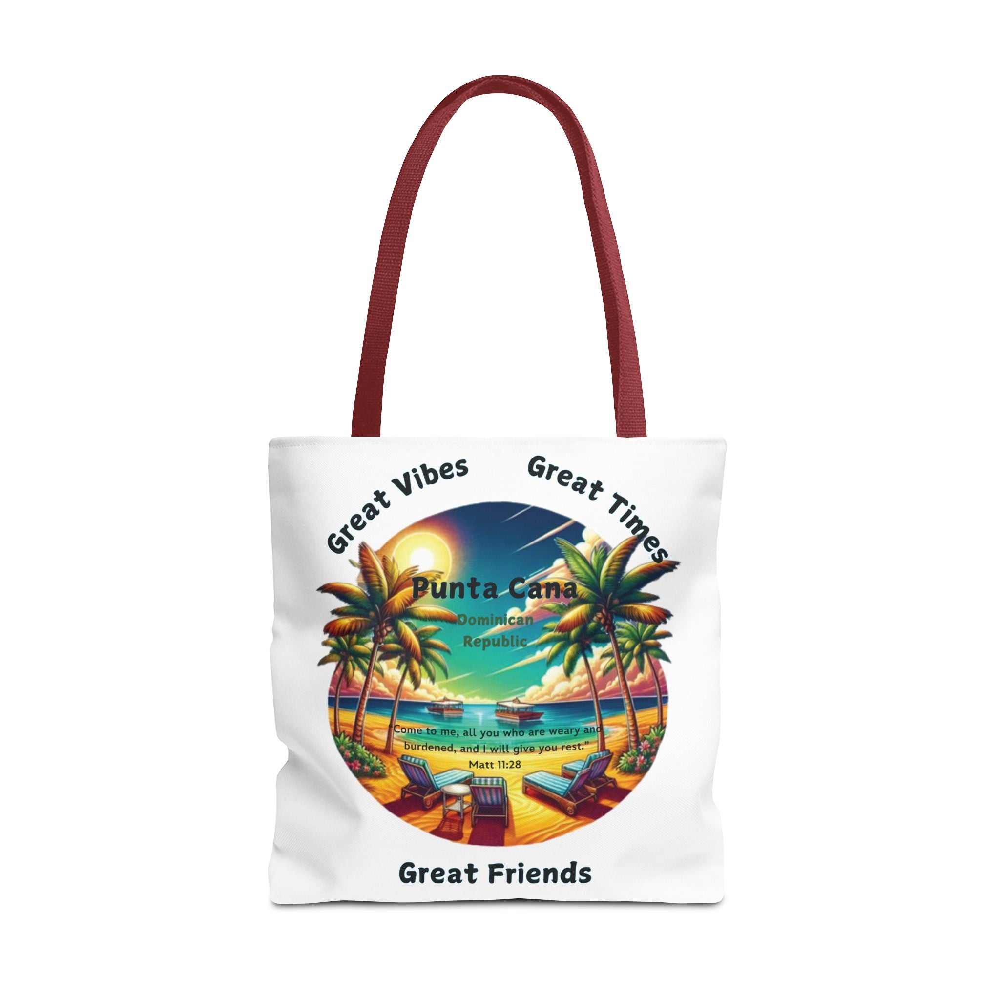 White Custom Punta Cana Tote Bag (FREE SHIPPING WITHIN THE U.S.)