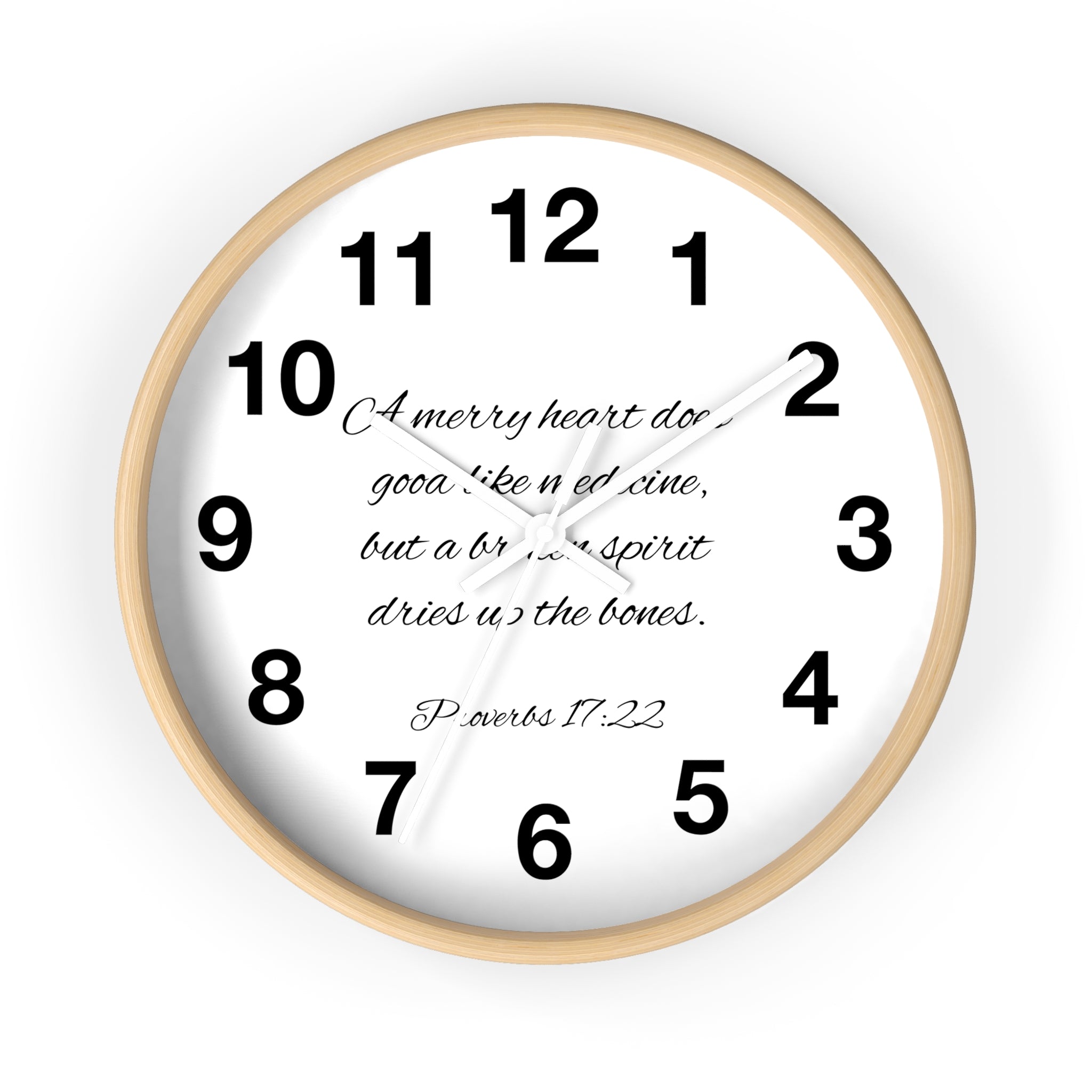 Bible Verse Wall Clock - Proverbs 17:22 (FREE SHIPPING IN THE U.S.)