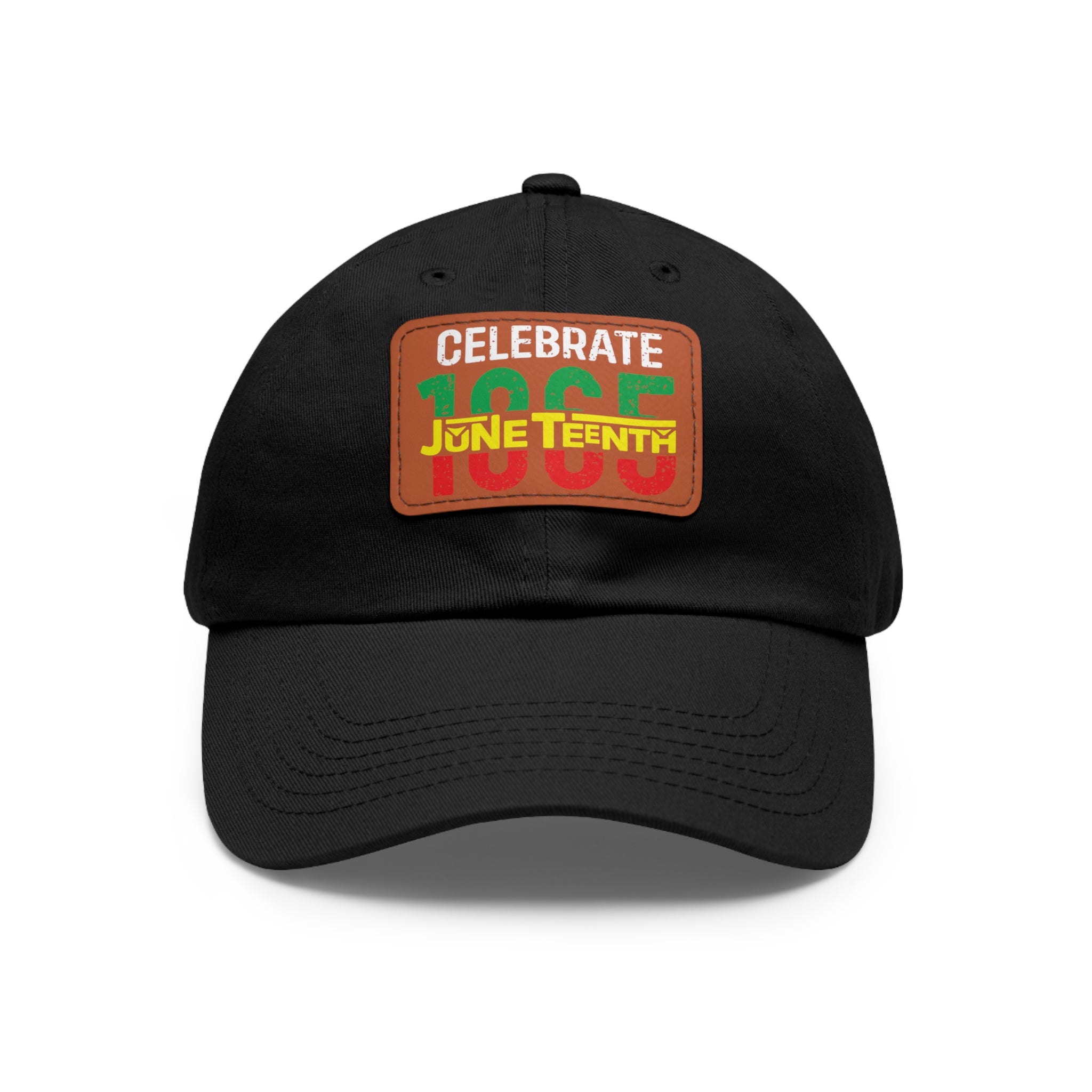 Cap with Leather Patch - (Juneteenth - Celebrate 1865), One Size (FREE shipping within the U.S.)