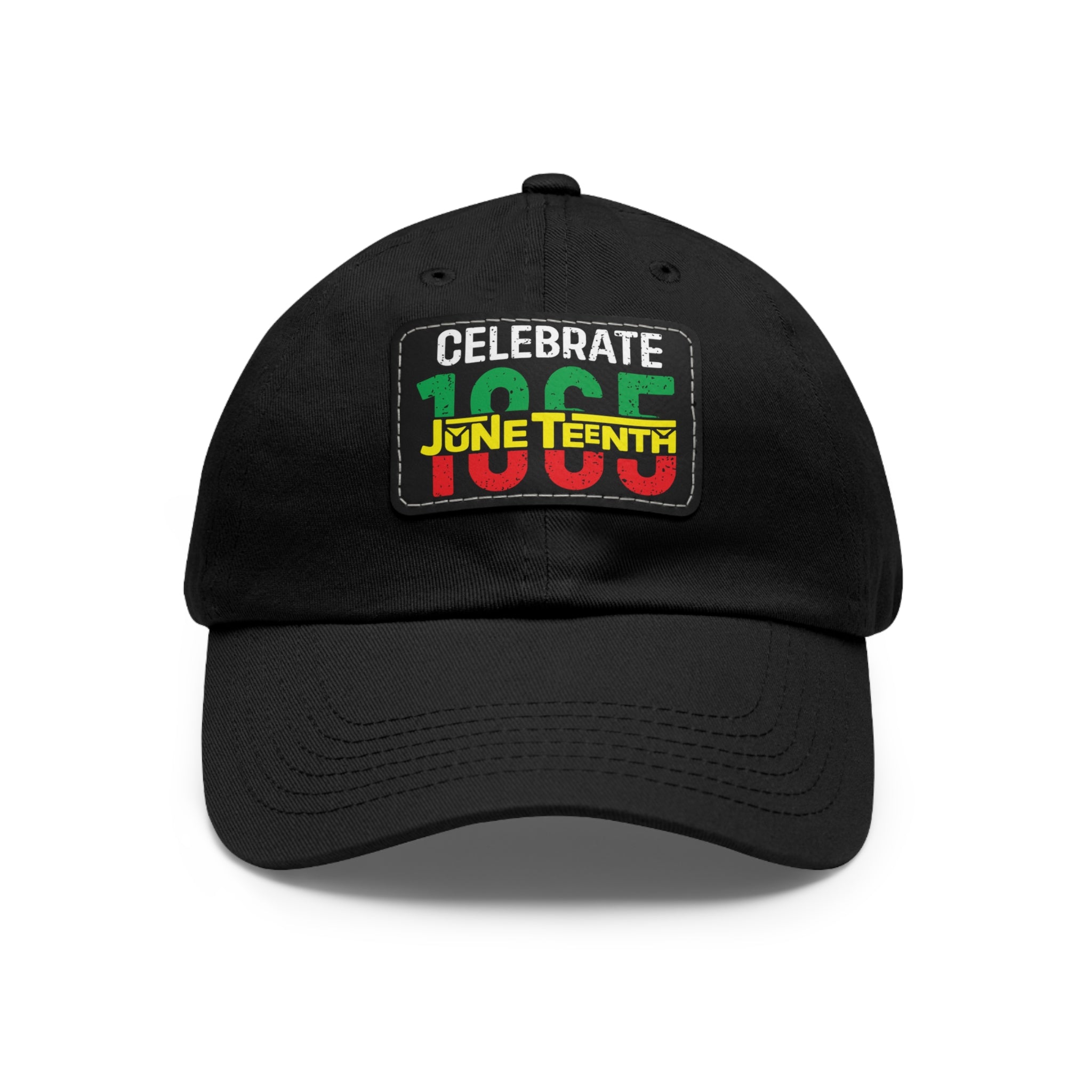 Cap with Leather Patch - (Juneteenth - Celebrate 1865), One Size (FREE shipping within the U.S.)