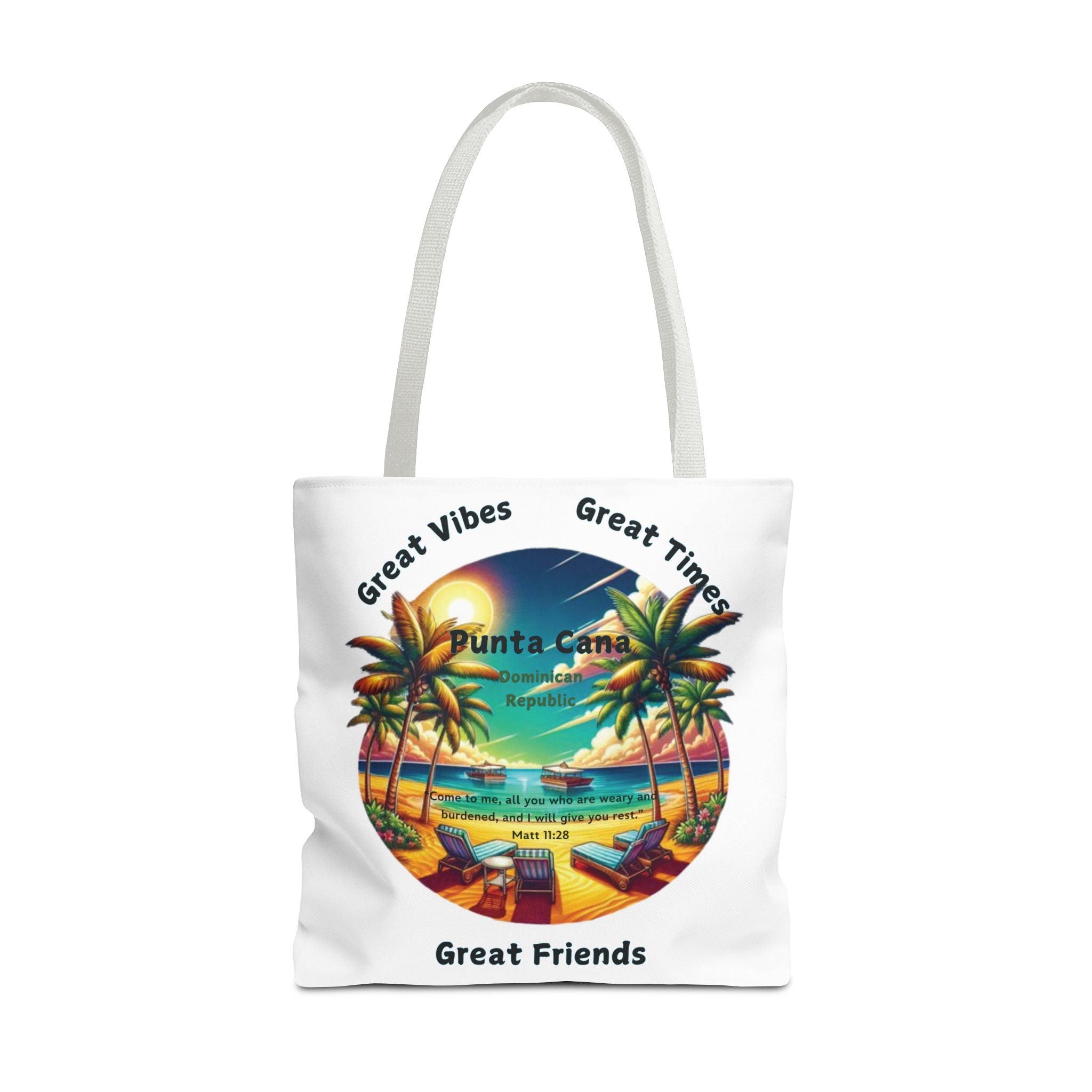 White Custom Punta Cana Tote Bag (FREE SHIPPING WITHIN THE U.S.)