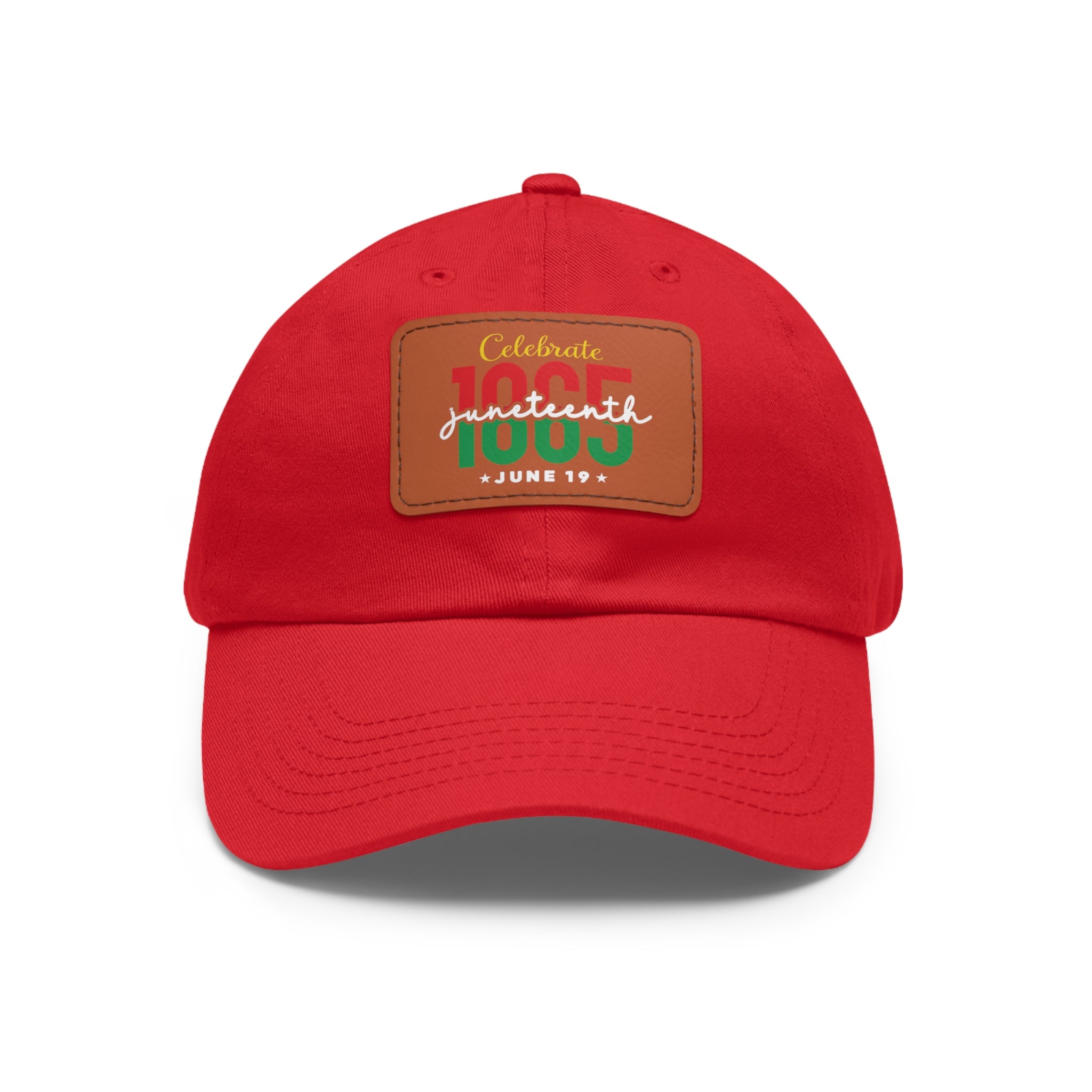 Cap with Leather Patch - (Juneteenth - Celebrate June 19, 1865), One Size (FREE shipping within the U.S.)