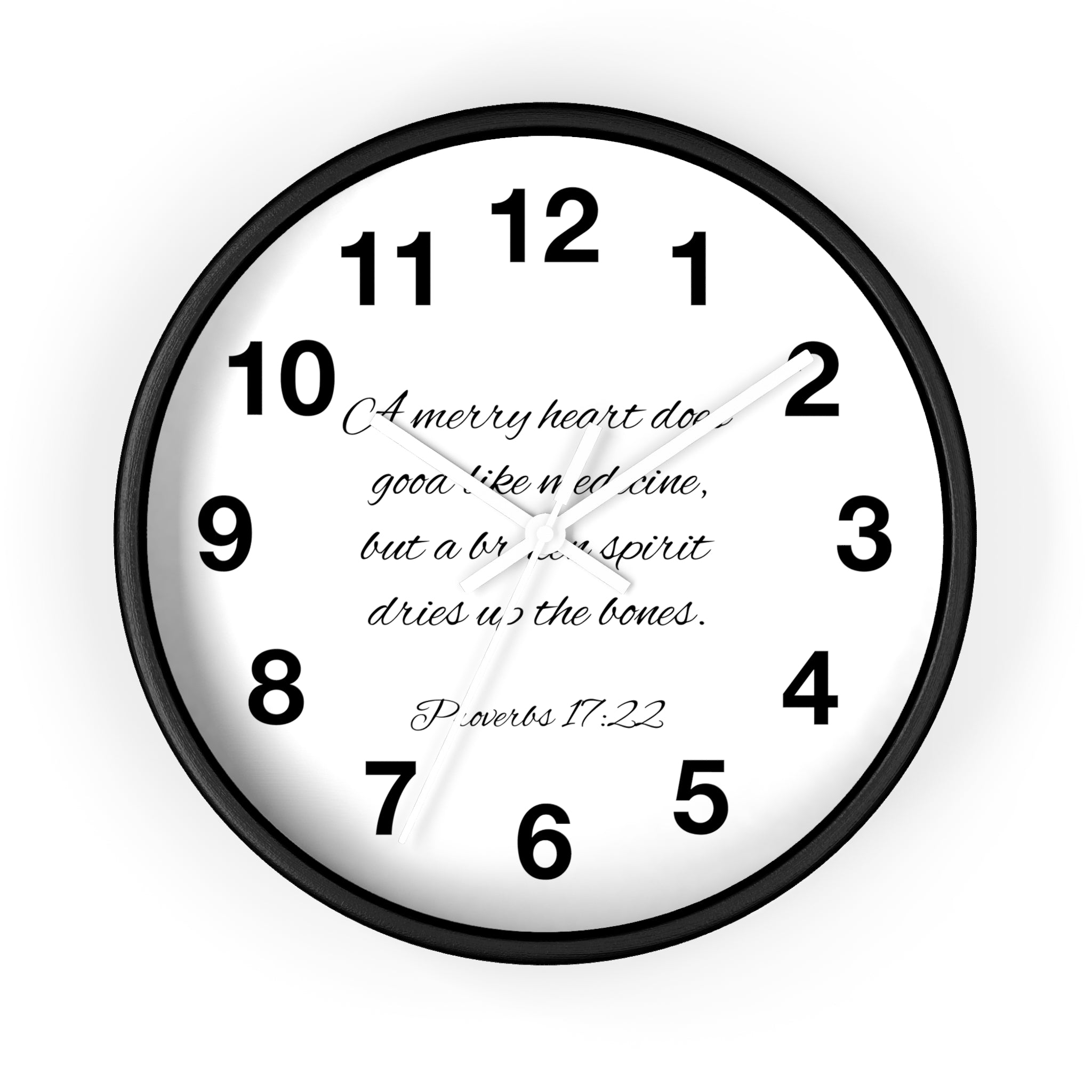 Bible Verse Wall Clock - Proverbs 17:22 (FREE SHIPPING IN THE U.S.)