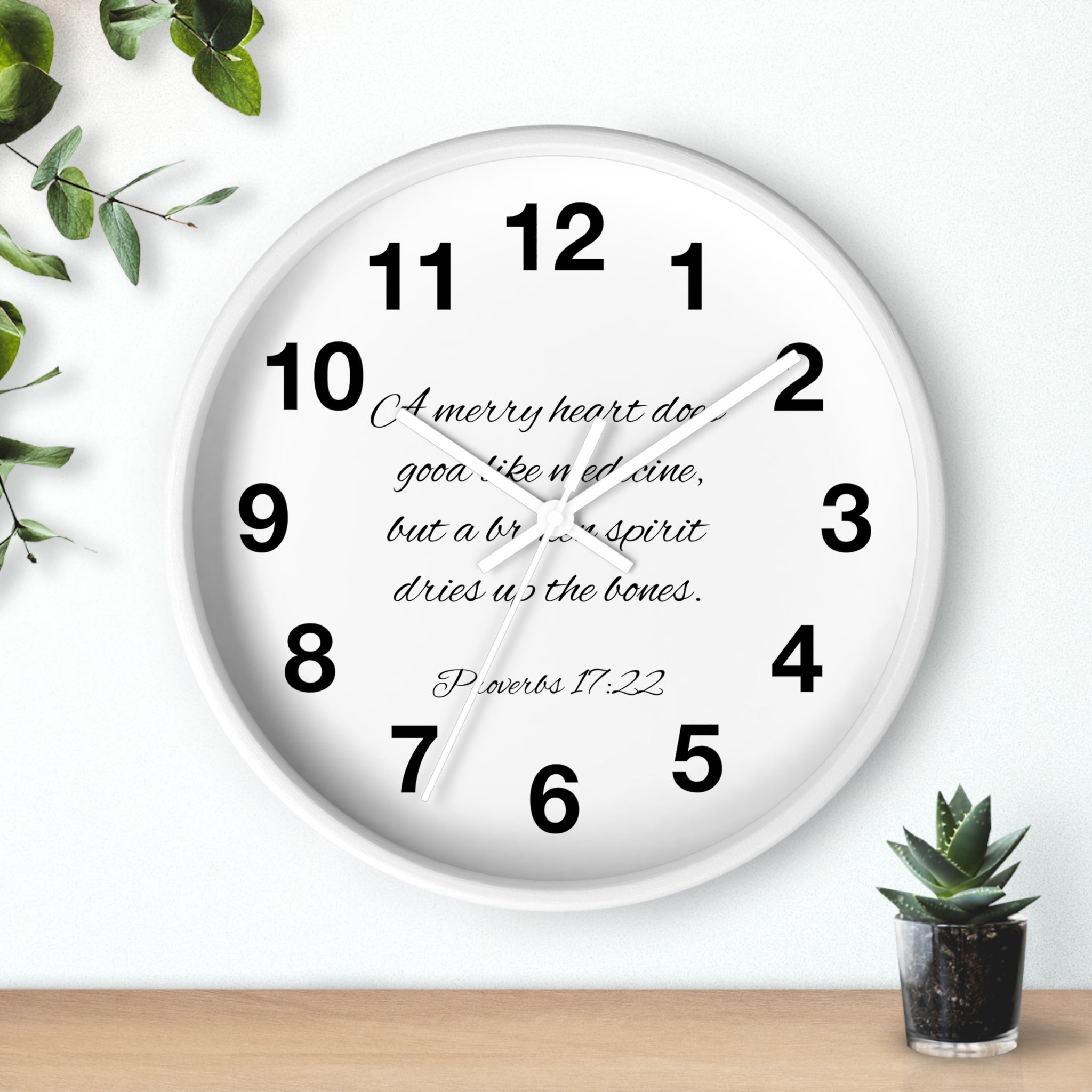 Bible Verse Wall Clock - Proverbs 17:22 (FREE SHIPPING IN THE U.S.)