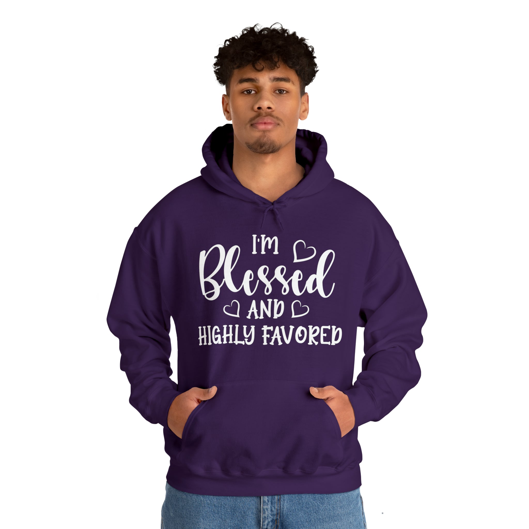 I'm Blessed And Highly Favored - Unisex Heavy Blend™ Hooded Sweatshirt (Printed Front)