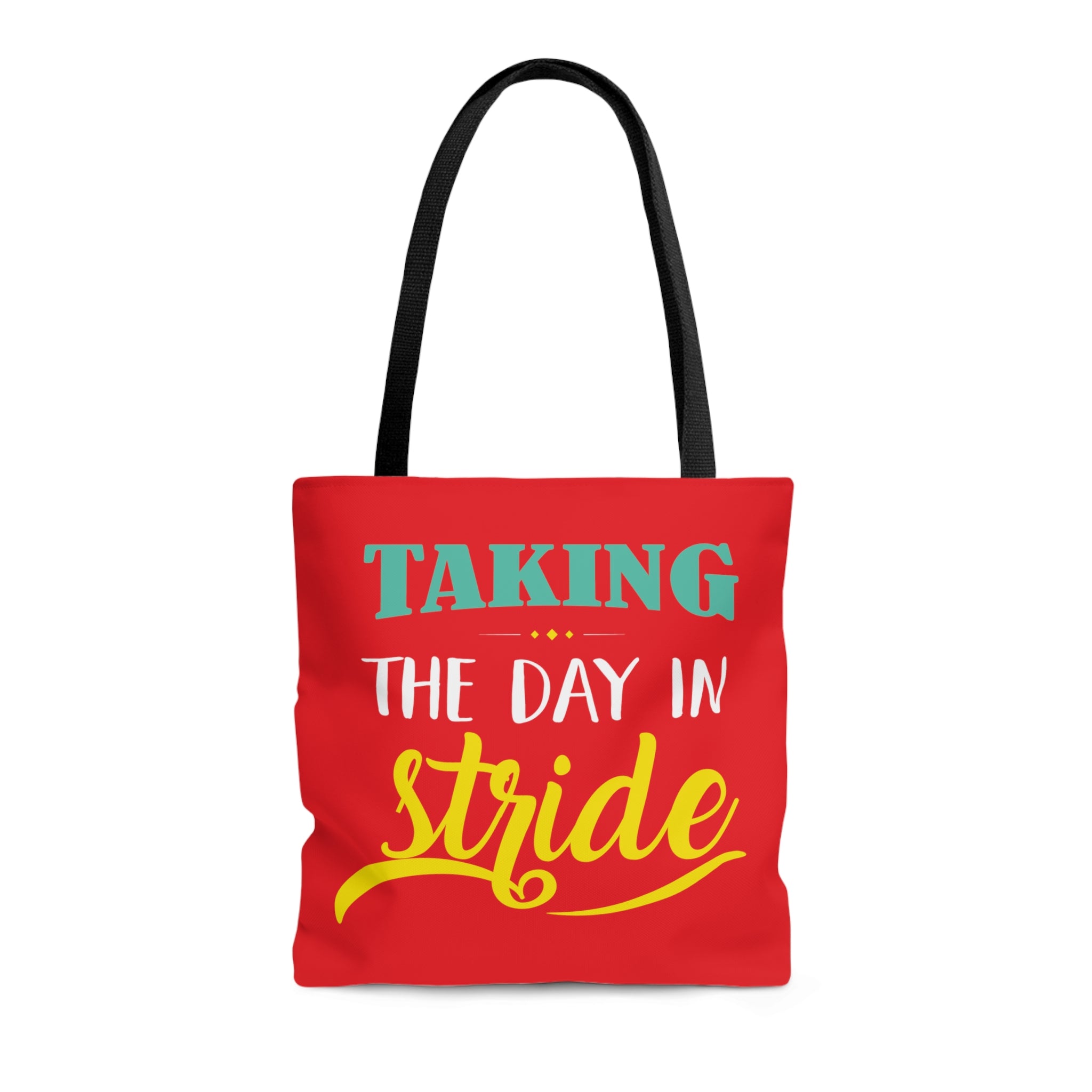 Taking The Day In Stride  - All Over Print Tote Bag (Red Background)