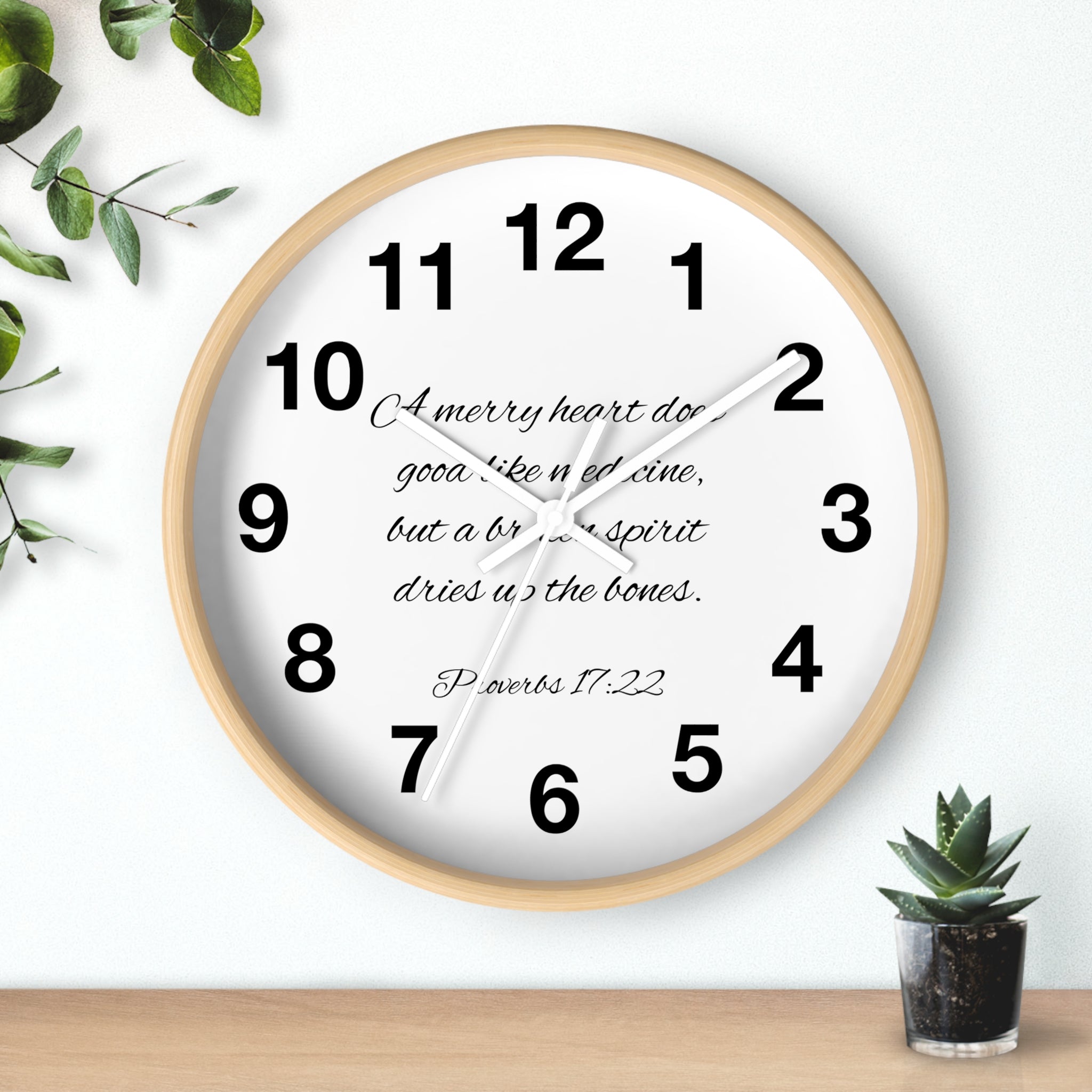 Bible Verse Wall Clock - Proverbs 17:22 (FREE SHIPPING IN THE U.S.)