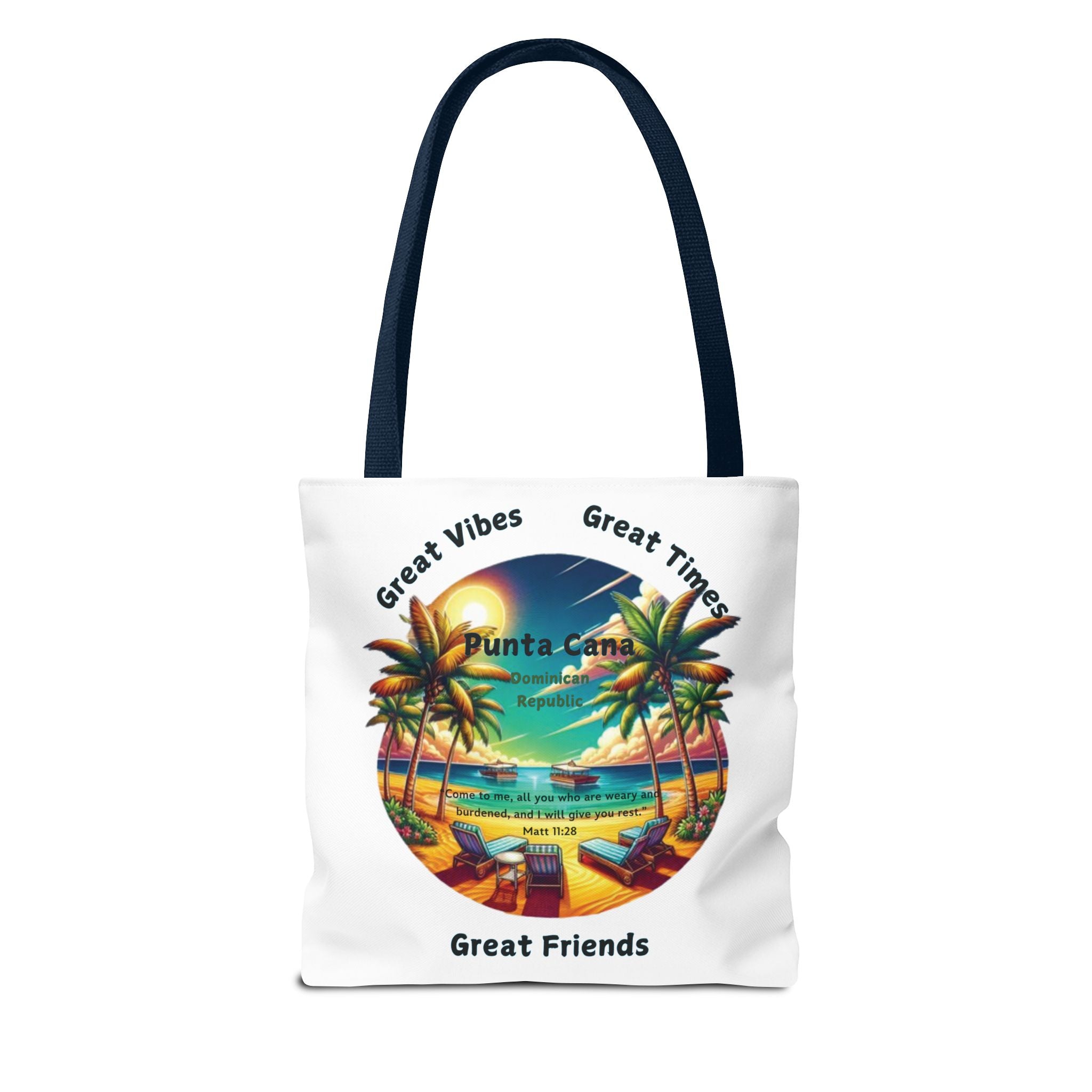 White Custom Punta Cana Tote Bag (FREE SHIPPING WITHIN THE U.S.)