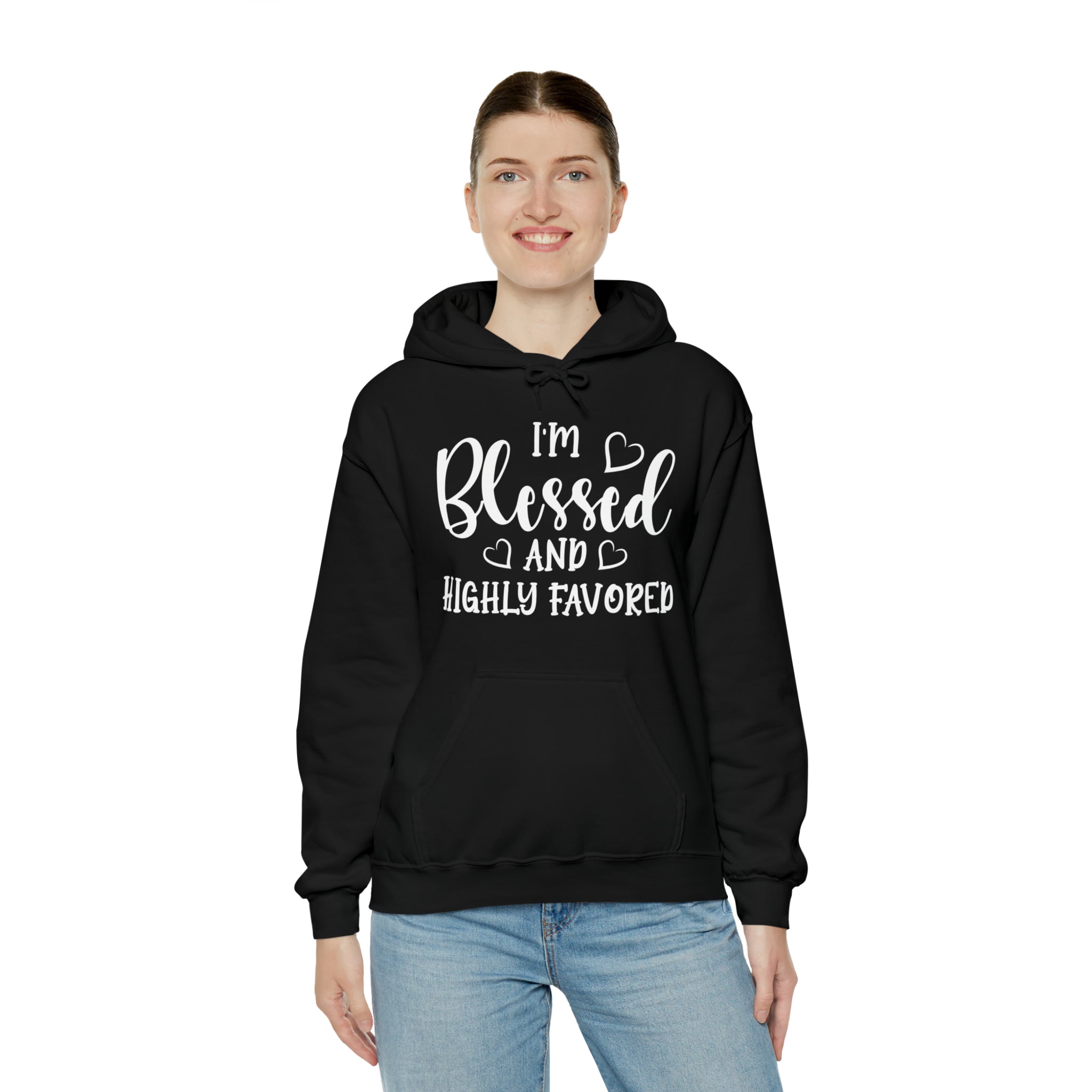 I'm Blessed And Highly Favored - Unisex Heavy Blend™ Hooded Sweatshirt (Printed Front)