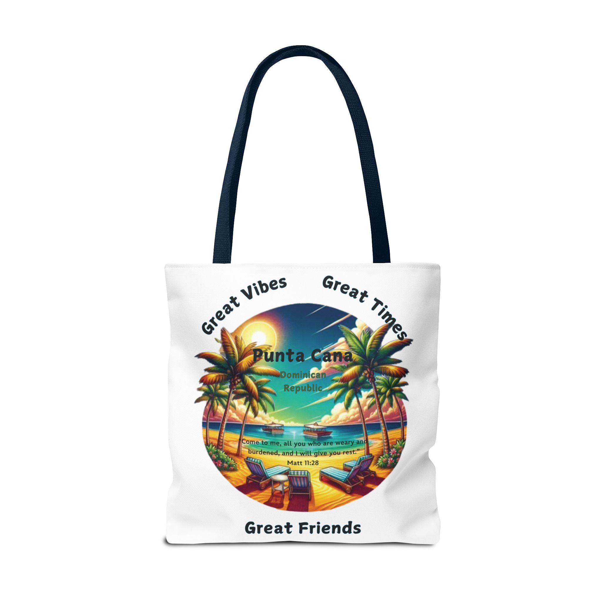 White Custom Punta Cana Tote Bag (FREE SHIPPING WITHIN THE U.S.)