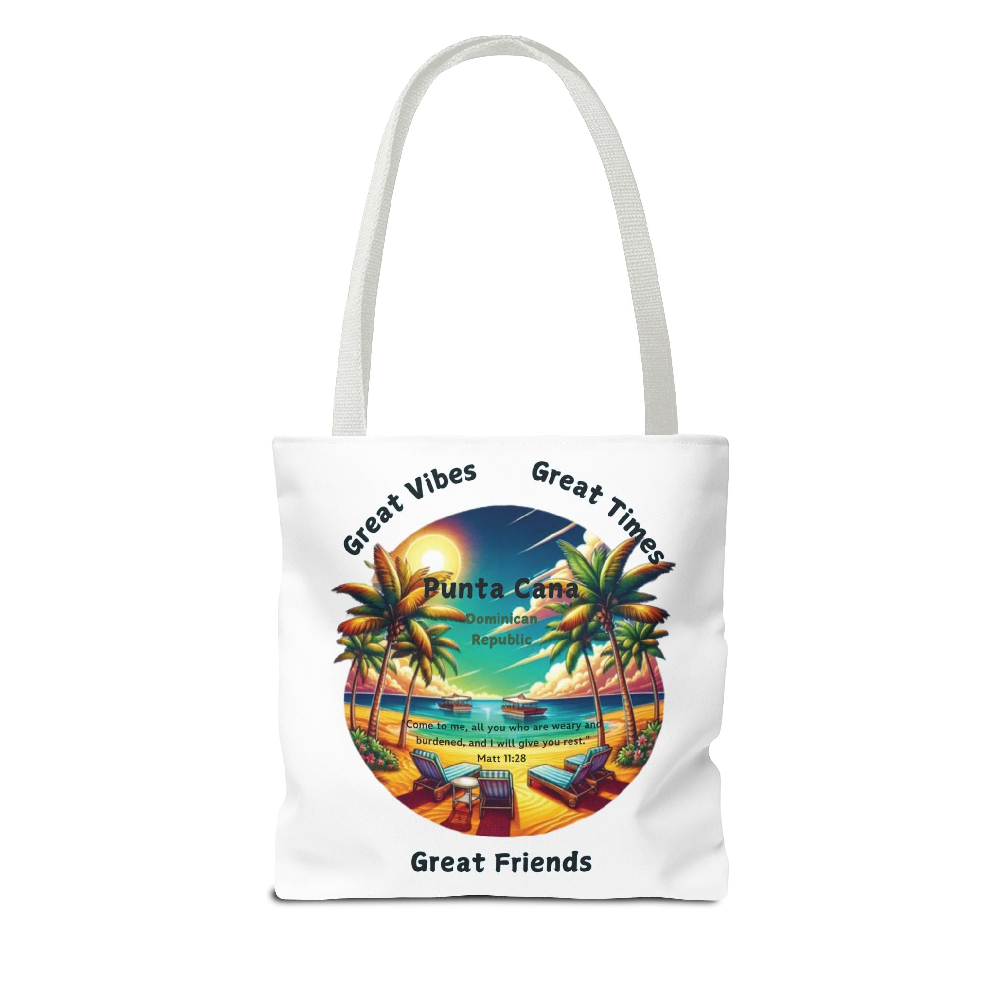 White Custom Punta Cana Tote Bag (FREE SHIPPING WITHIN THE U.S.)