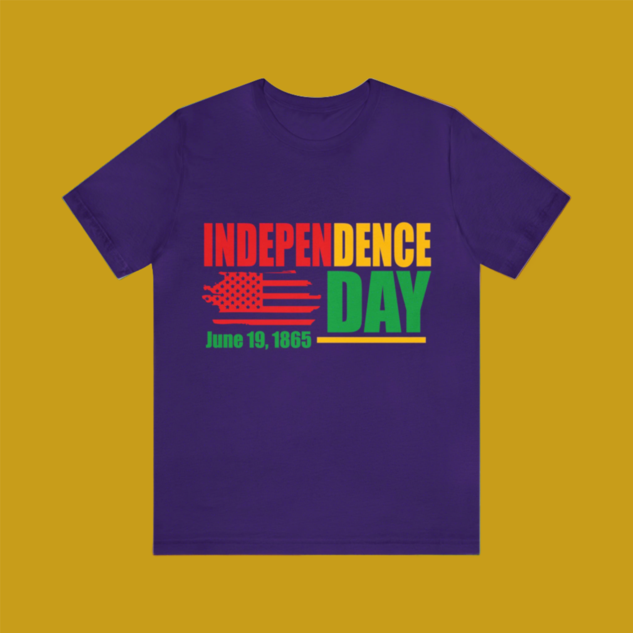 Juneteenth Independence Day June 1865 - Red Flag -  (Printed Front) - Unisex Jersey Short Sleeve Tee