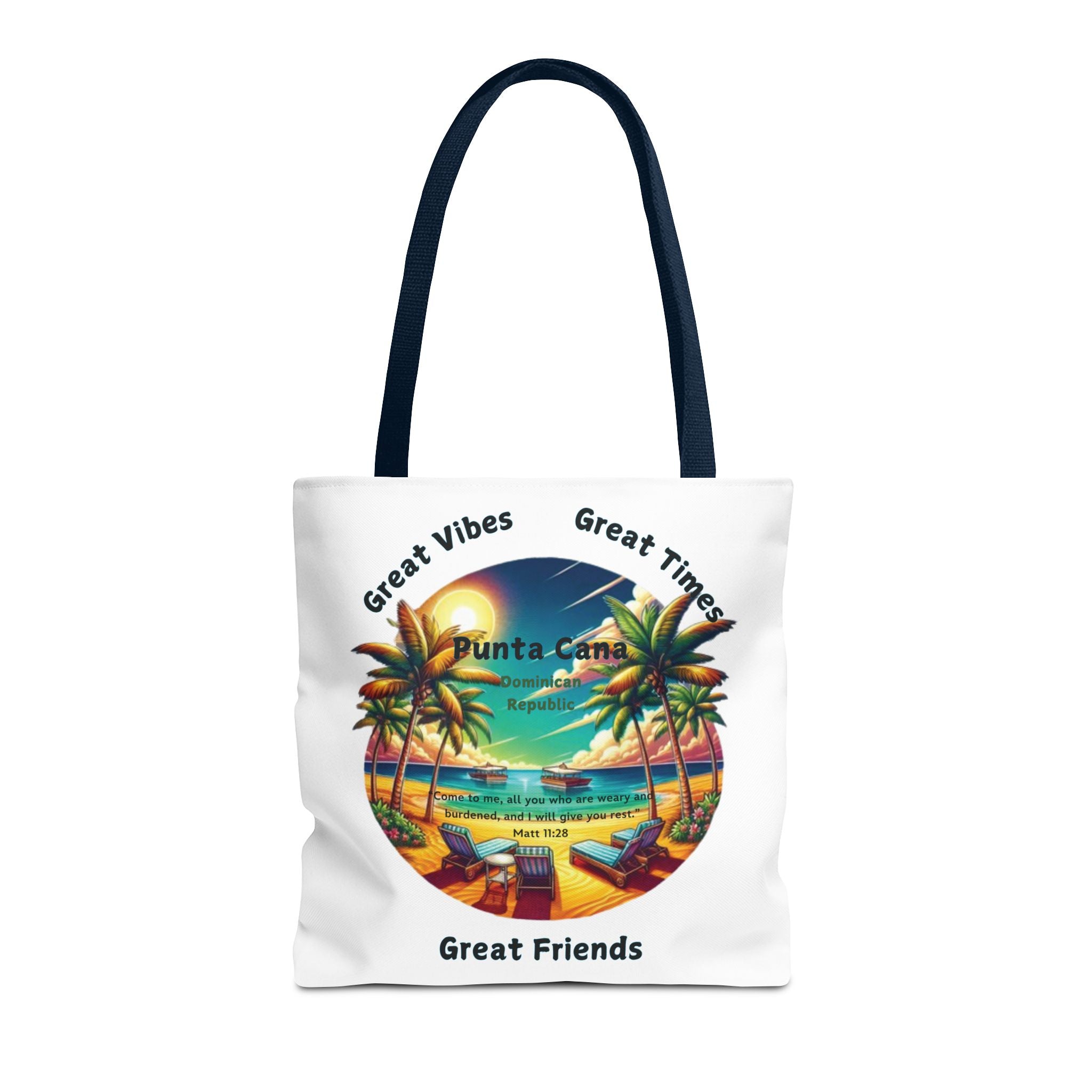 White Custom Punta Cana Tote Bag (FREE SHIPPING WITHIN THE U.S.)