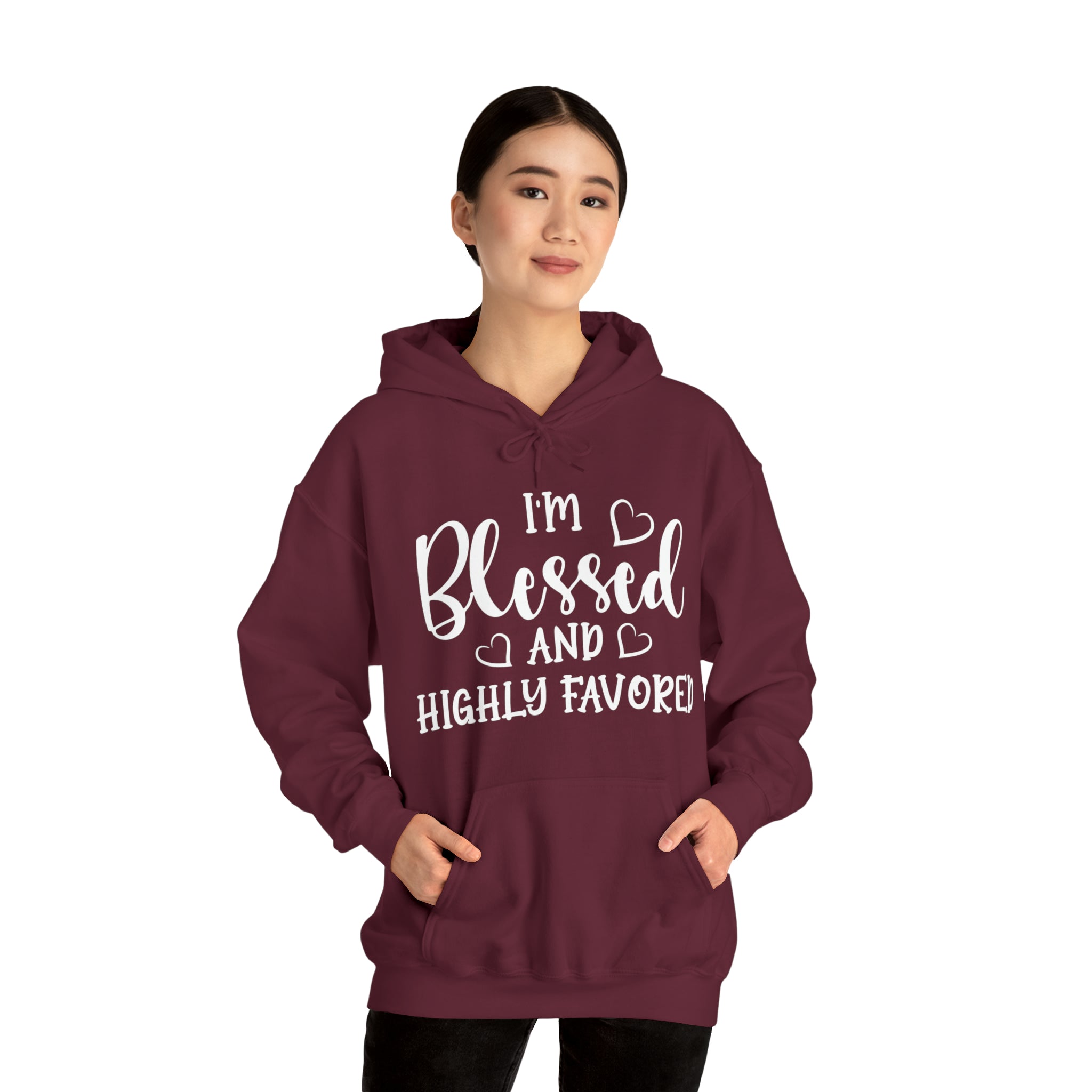 I'm Blessed And Highly Favored - Unisex Heavy Blend™ Hooded Sweatshirt (Printed Front)