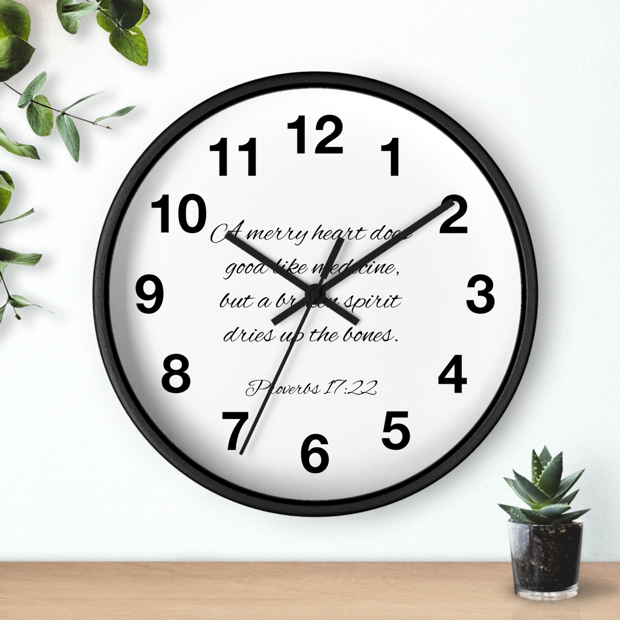 Bible Verse Wall Clock - Proverbs 17:22 (FREE SHIPPING IN THE U.S.)