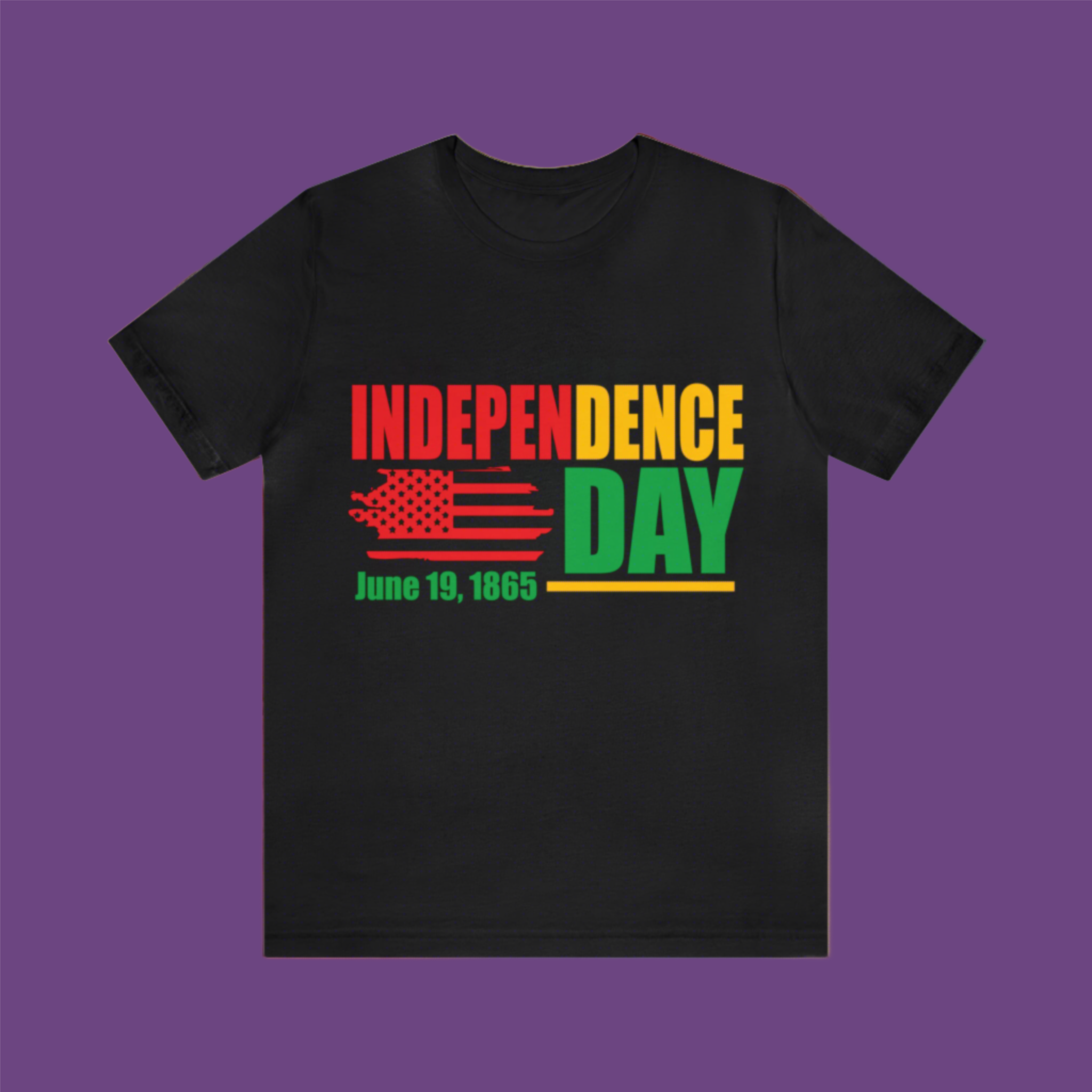 Juneteenth Independence Day June 1865 - Red Flag -  (Printed Front) - Unisex Jersey Short Sleeve Tee