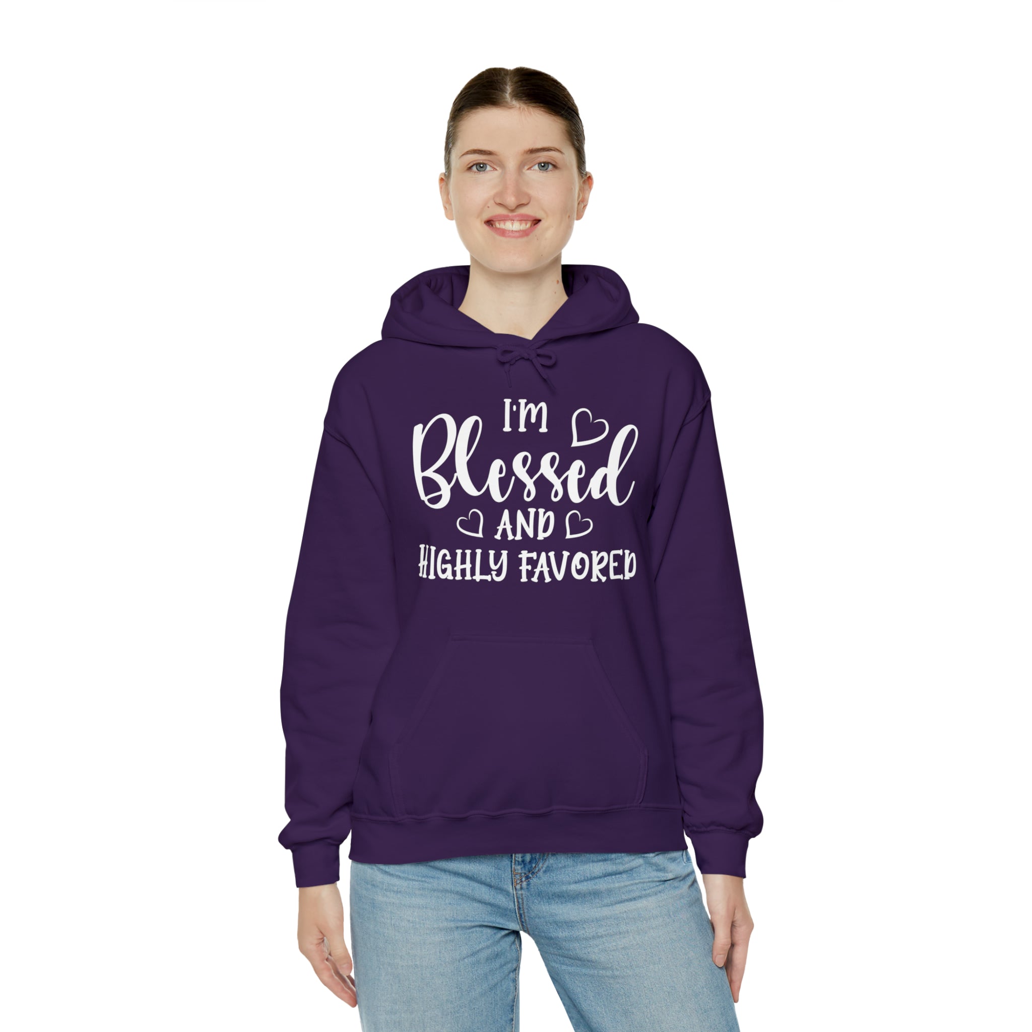 I'm Blessed And Highly Favored - Unisex Heavy Blend™ Hooded Sweatshirt (Printed Front)