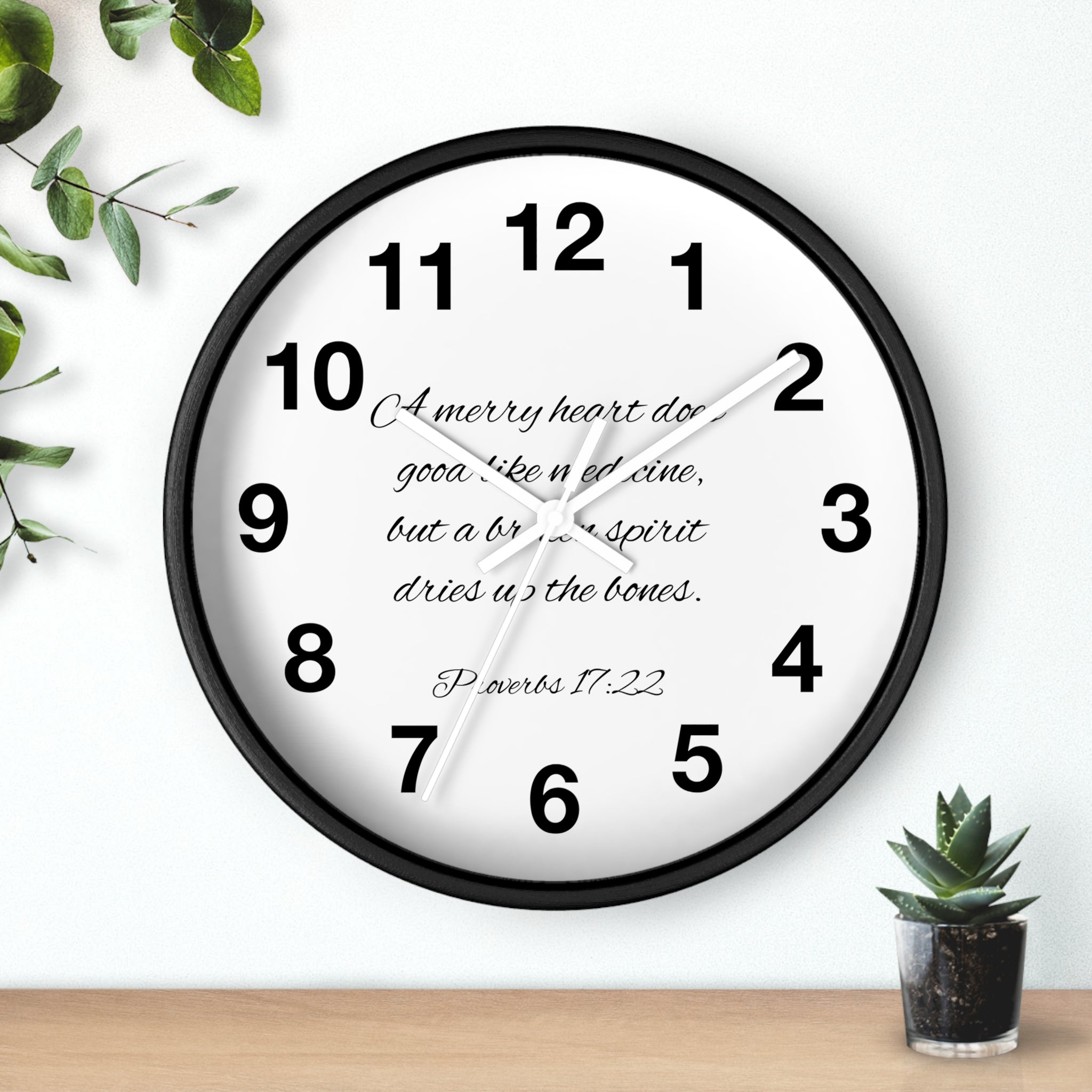 Bible Verse Wall Clock - Proverbs 17:22 (FREE SHIPPING IN THE U.S.)