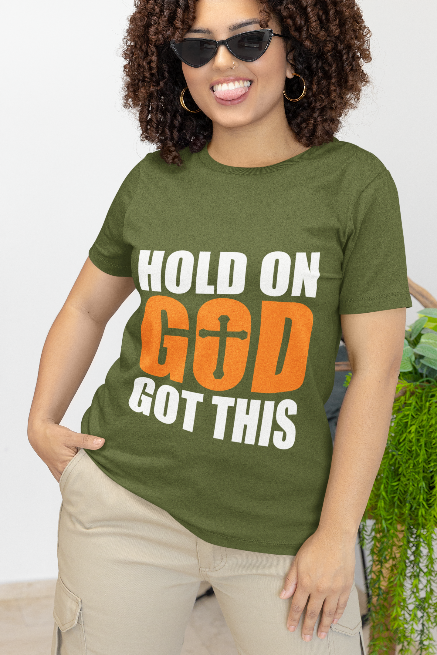 Hold On, God Got This (Printed Front) - Unisex Heavy Cotton Tee