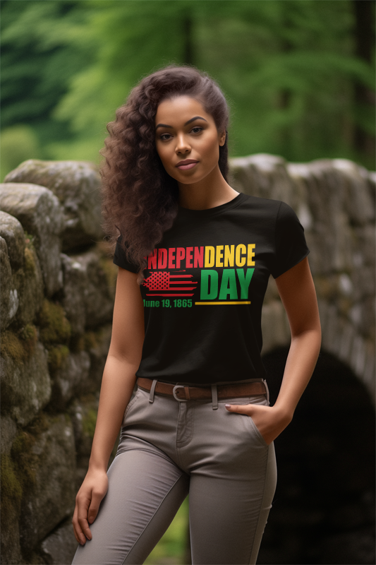 Juneteenth Independence Day June 1865 - Red Flag -  (Printed Front) - Unisex Jersey Short Sleeve Tee