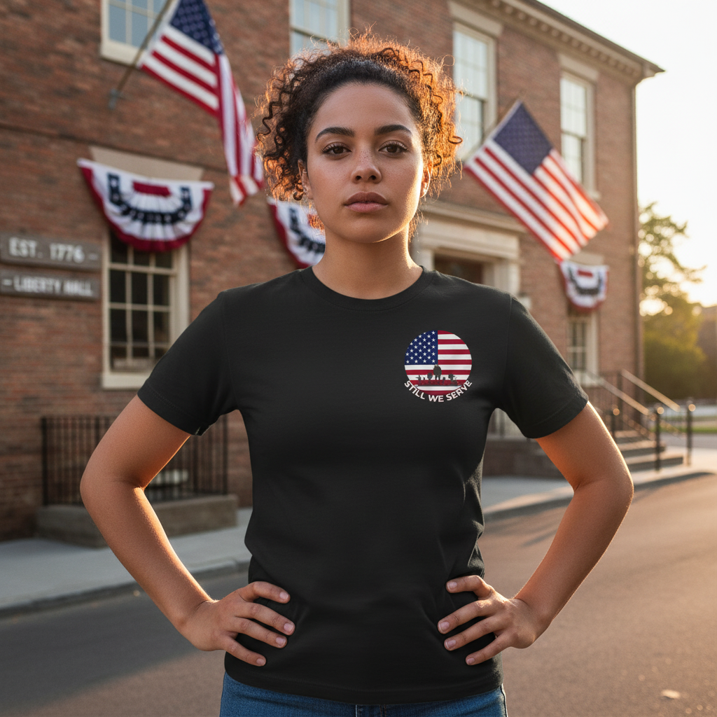 Female model - black shirt front view