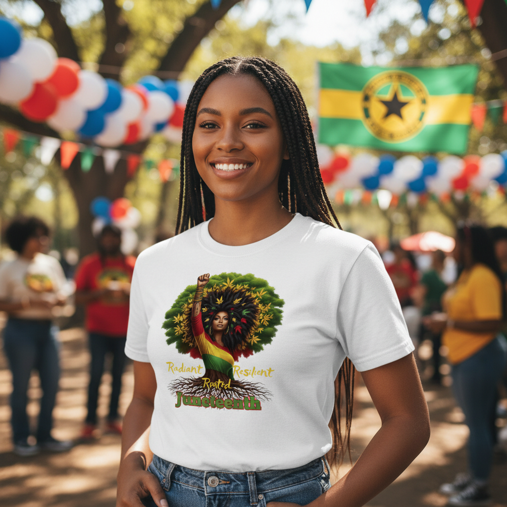 Female model - white shirt HD Juneteenth