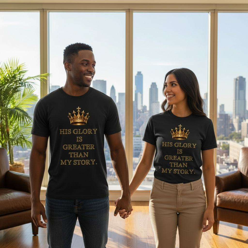 His Glory Greater Than My Story T-Shirt | Faith-Based Inspirational Graphic Tee