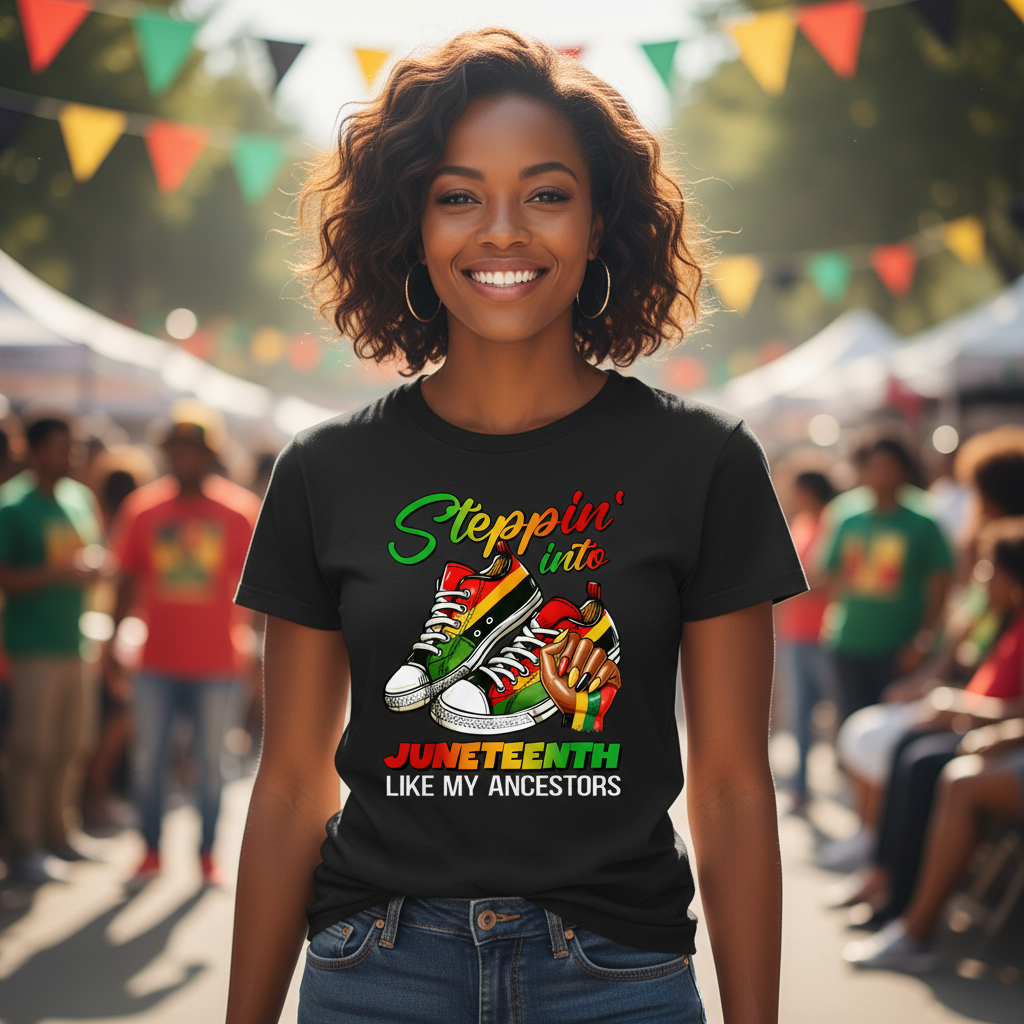 Stepping Into Freedom Juneteenth T-Shirt | Bold Steps Forward Heritage Tee