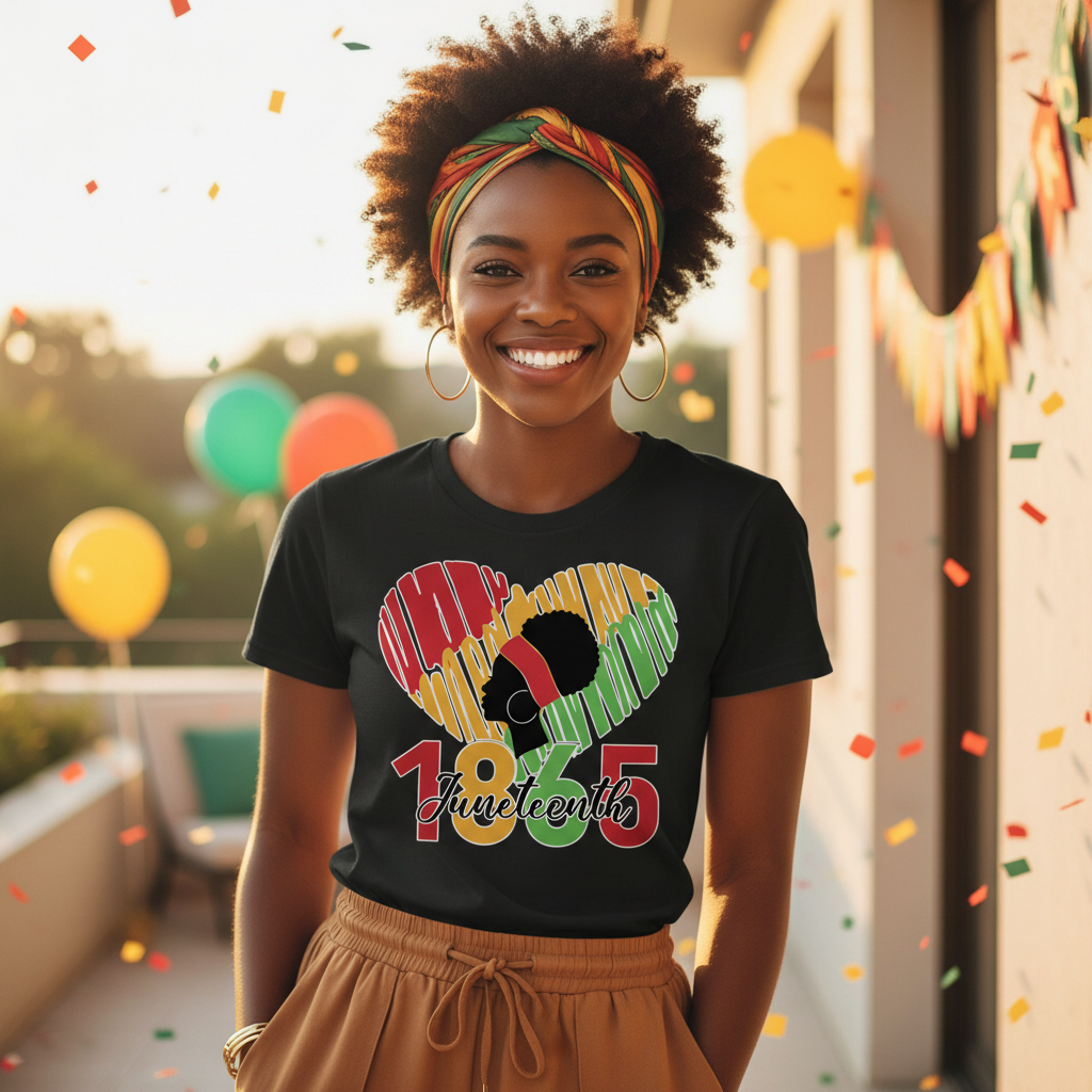Lady with a Big Heart Juneteenth T-Shirt | Bold Love & Freedom Heritage Tee