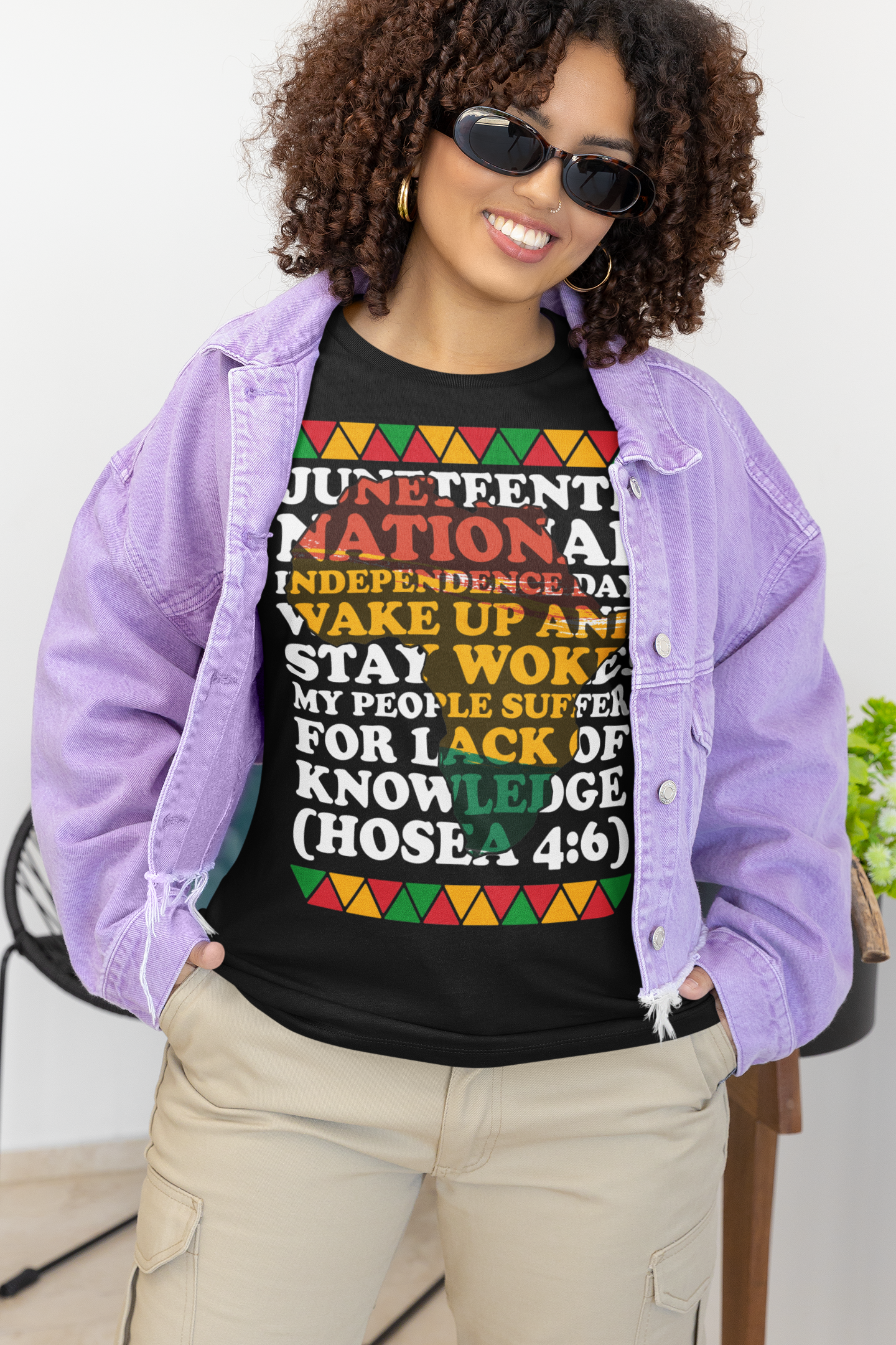 Juneteenth - Wake Up and Stay Woke - Unisex Jersey Short Sleeve Tee (Printed Front)